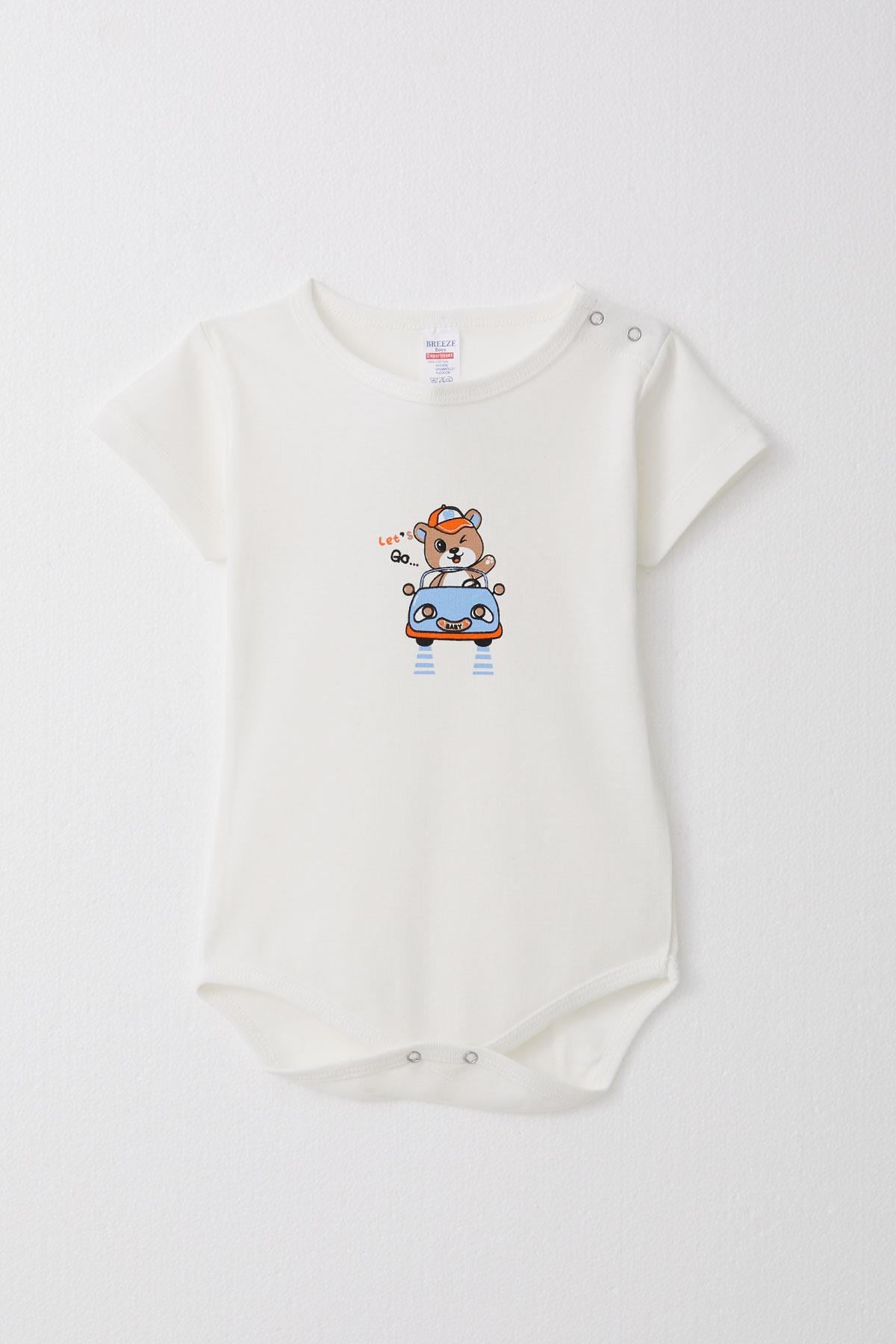 Breeze Erkek Bebek Çıtçıtlı Zıbın Body Neşeli Şöför Ayıcık Ekru (9 Ay-3 Yaş)