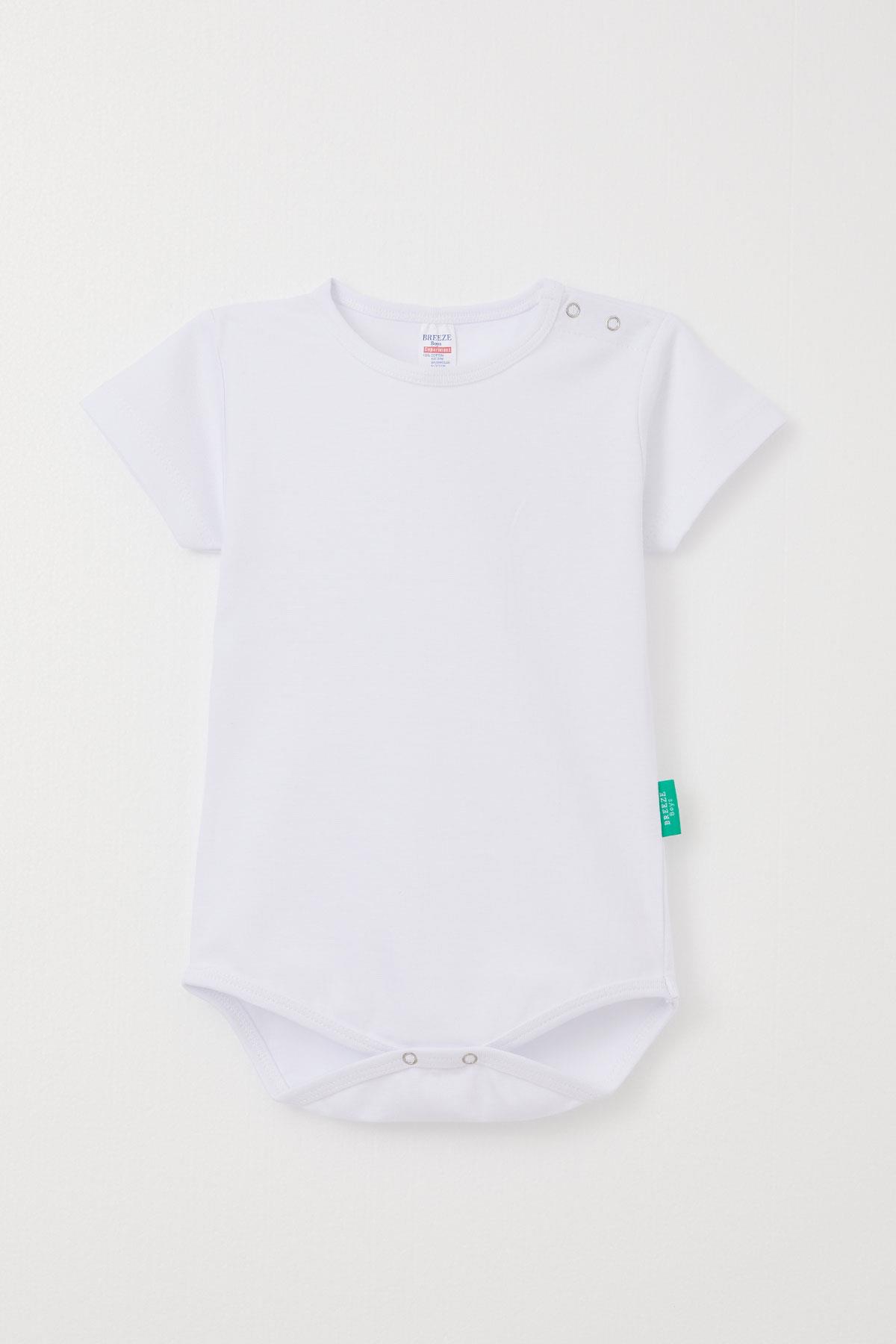 Breeze Erkek Bebek Çıtçıtlı Zıbın Body Basic Beyaz (9 Ay-3 Yaş)