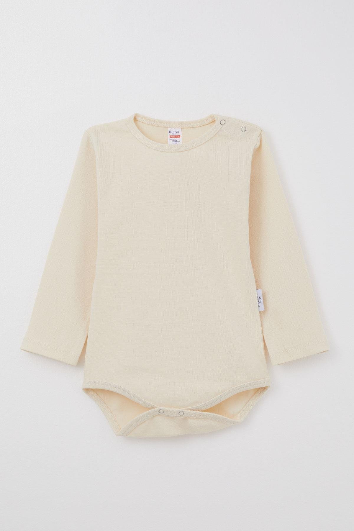Breeze Erkek Bebek Çıtçıtlı Zıbın Body Basic Krem (9 Ay-3 Yaş)