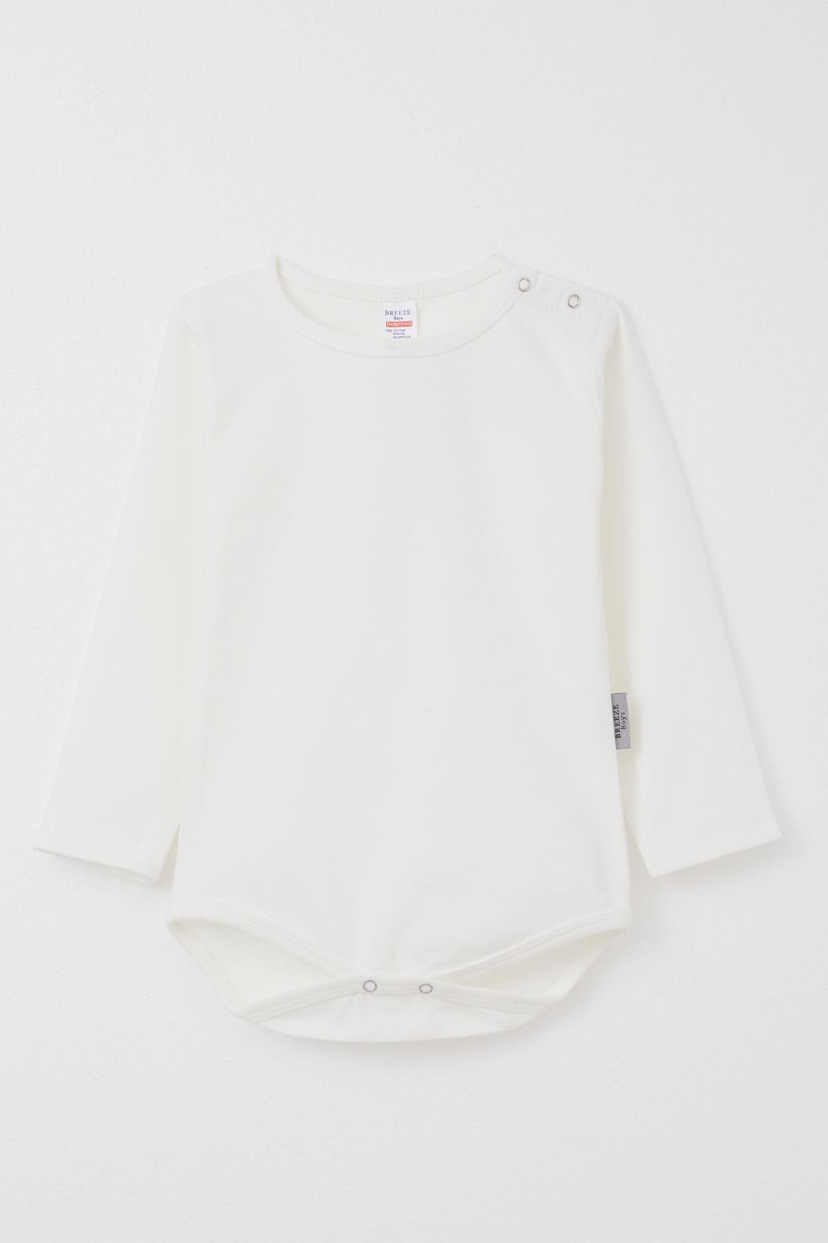 Breeze Erkek Bebek Çıtçıtlı Zıbın Body Basic Ekru (9 Ay-3 Yaş)