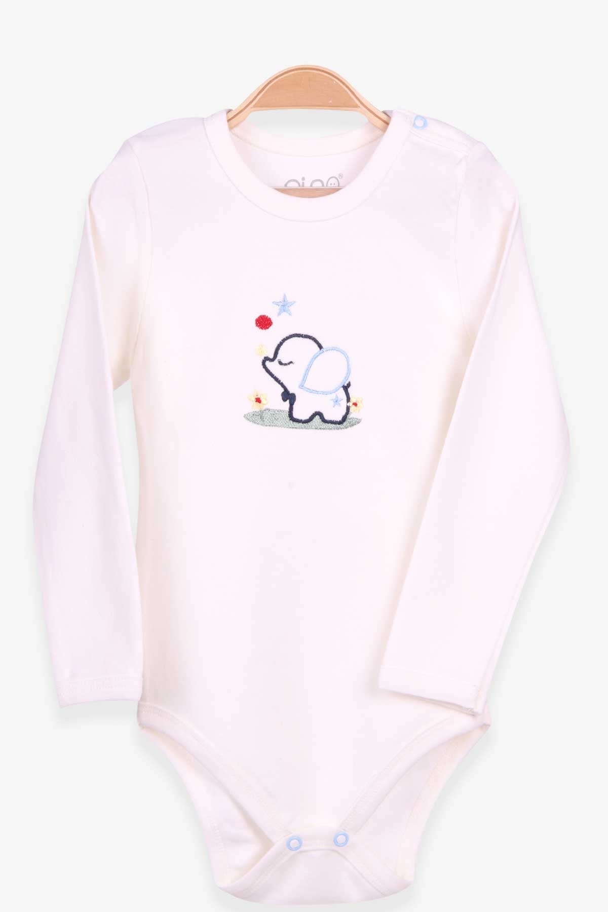 Breeze Erkek Bebek Çıtıçıtlı Body Fil Nakışlı Ekru (4 Ay-3 Yaş)