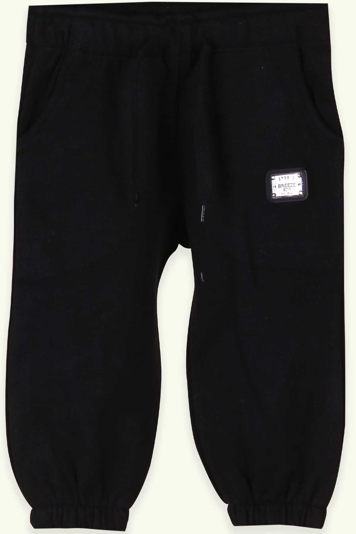 Breeze Erkek Bebek Eşofman Altı Basic Armalı Siyah (9 Ay-3 Yaş)