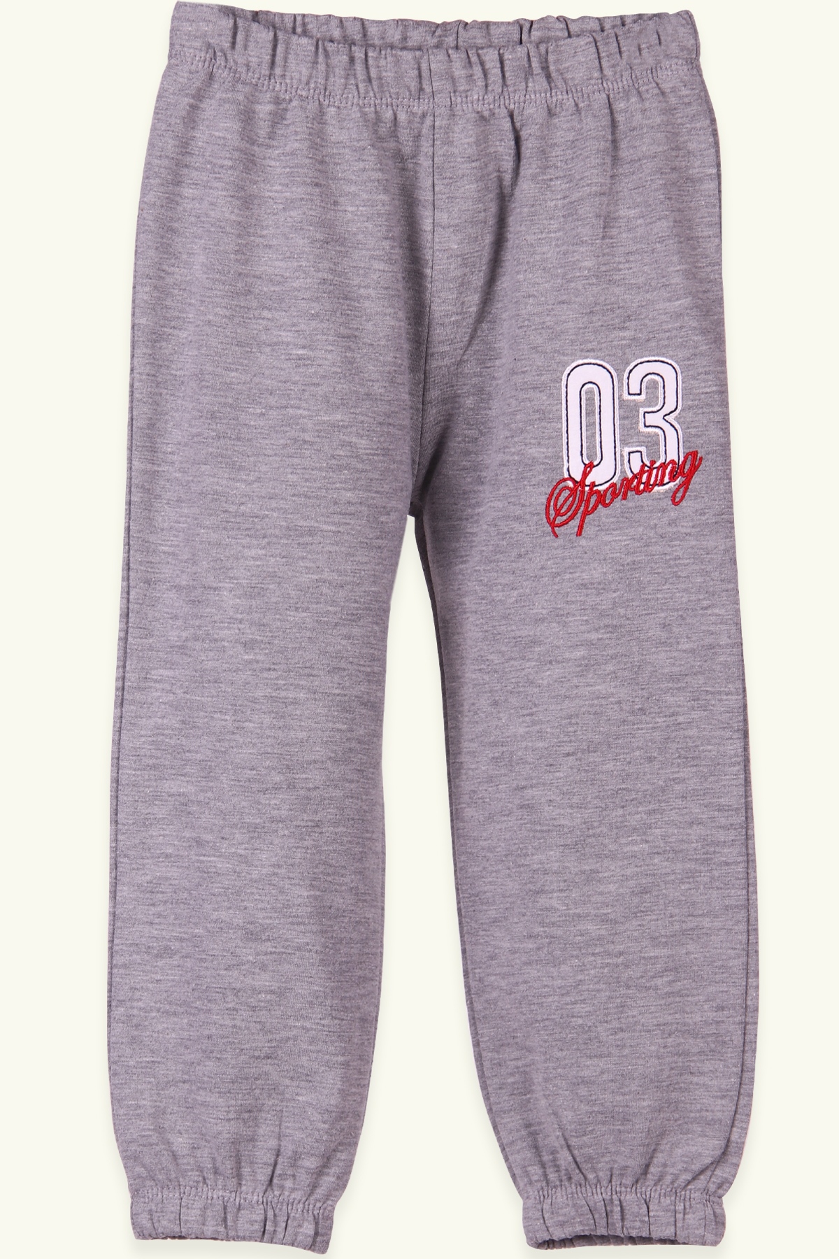 Breeze Erkek Bebek Eşofman Altı Basic Nakışlı Açık Gri (9 Ay-3 Yaş)