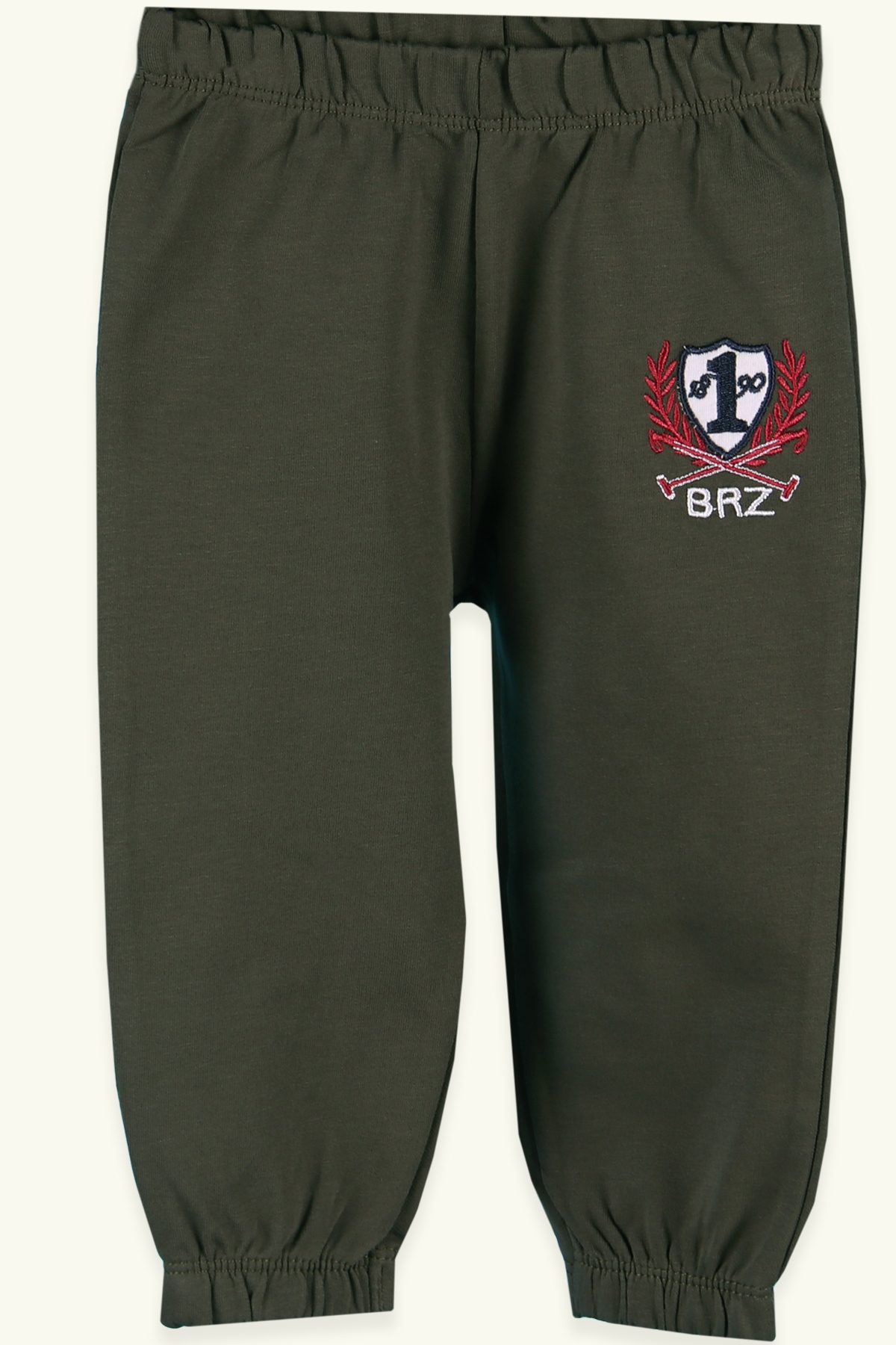 Breeze Erkek Bebek Eşofman Altı Basic Nakışlı Haki Yeşil (9 Ay-3 Yaş)