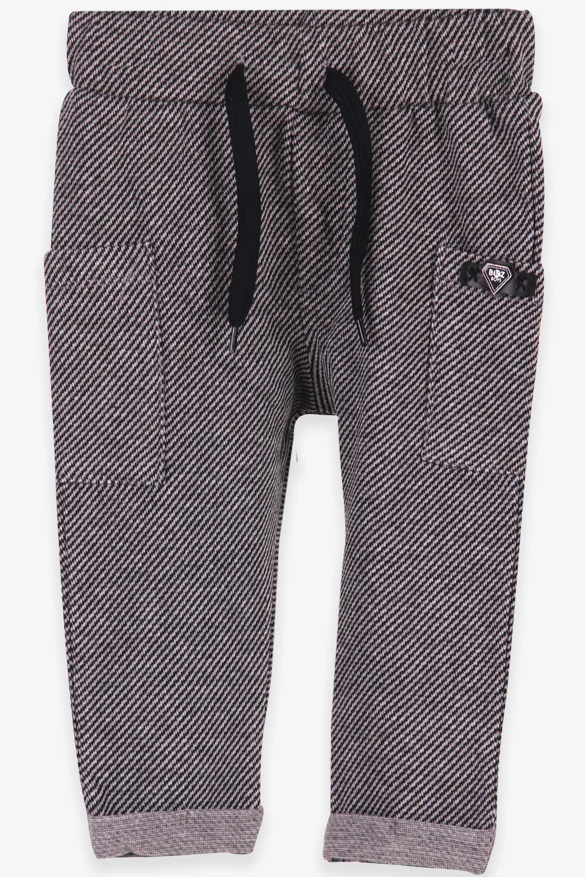 Breeze Erkek Bebek Eşofman Altı Çapraz Desenli Siyah (9 Ay-3 Yaş)