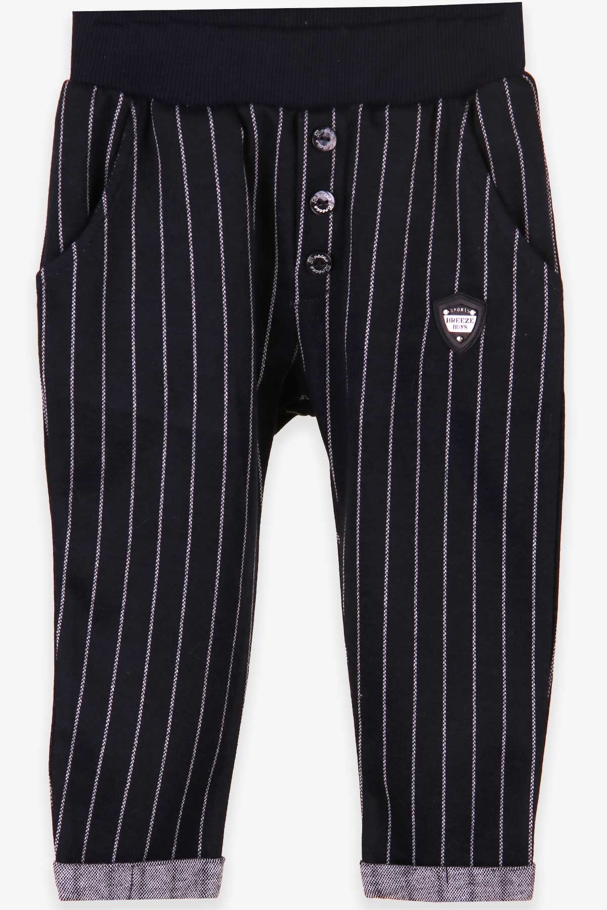 Breeze Erkek Bebek Eşofman Altı Çizgili Cepli Armalı Lacivert (9 Ay-3 Yaş)