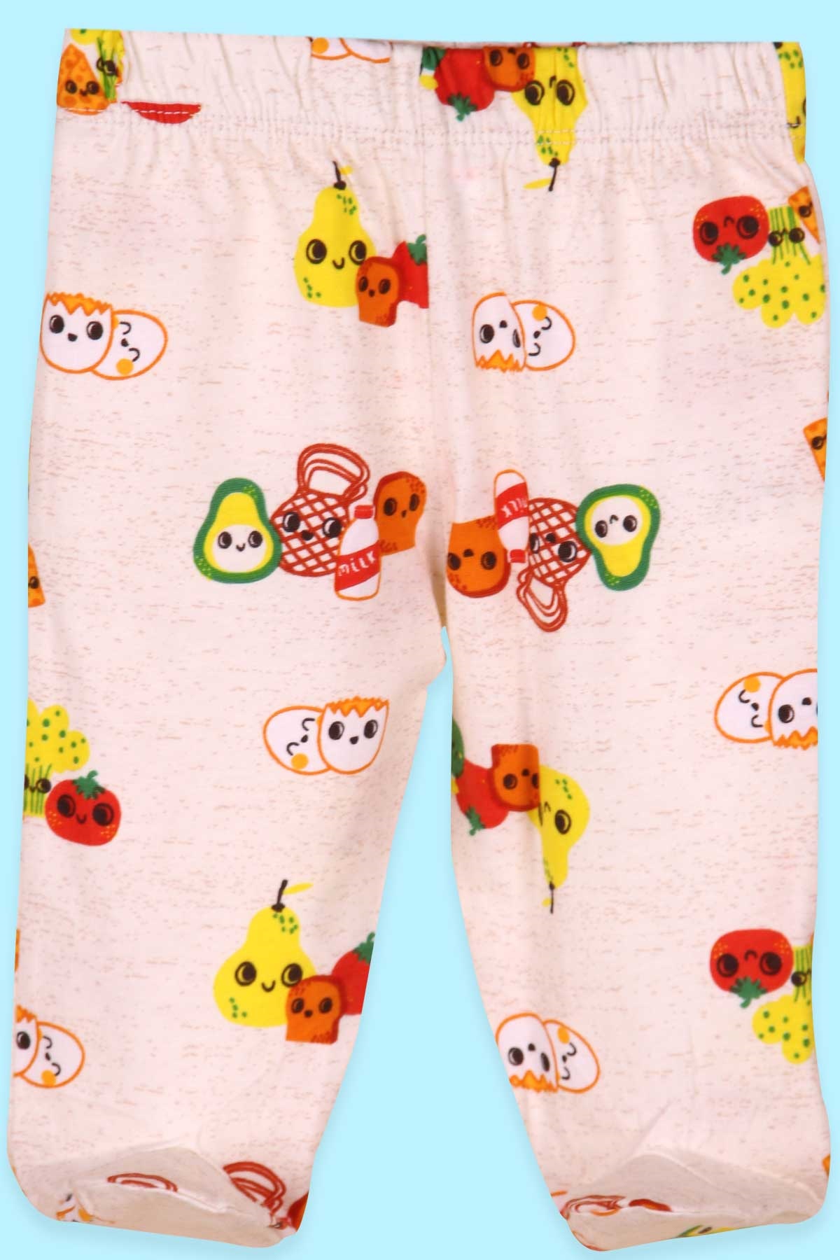 Breeze Erkek Bebek Eşofman Altı Patikli Kahvaltı Temalı Krem (0-3 Ay)