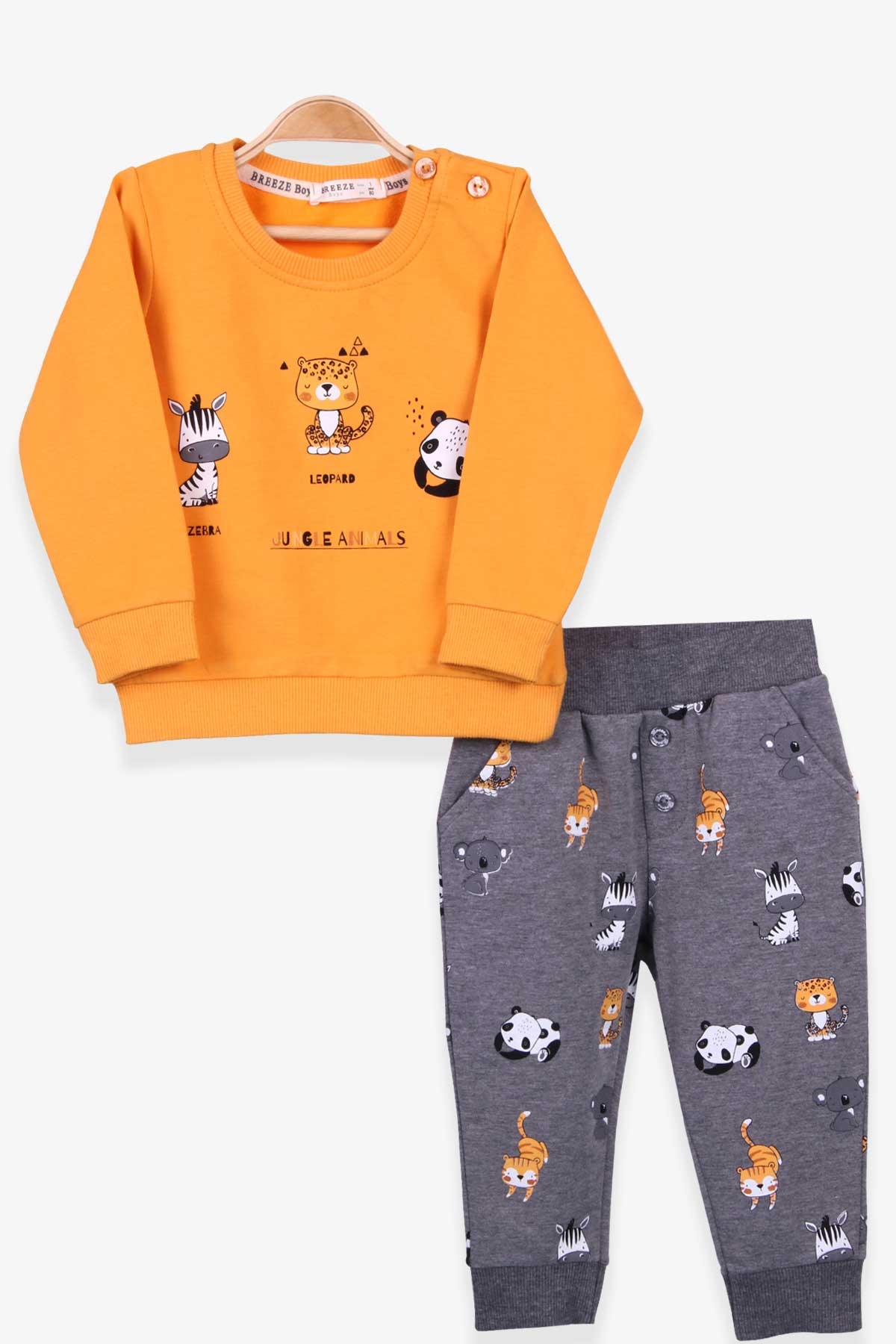 Breeze Erkek Bebek Eşofman Takım Baskılı Hardal Sarı (9 Ay-3 Yaş)