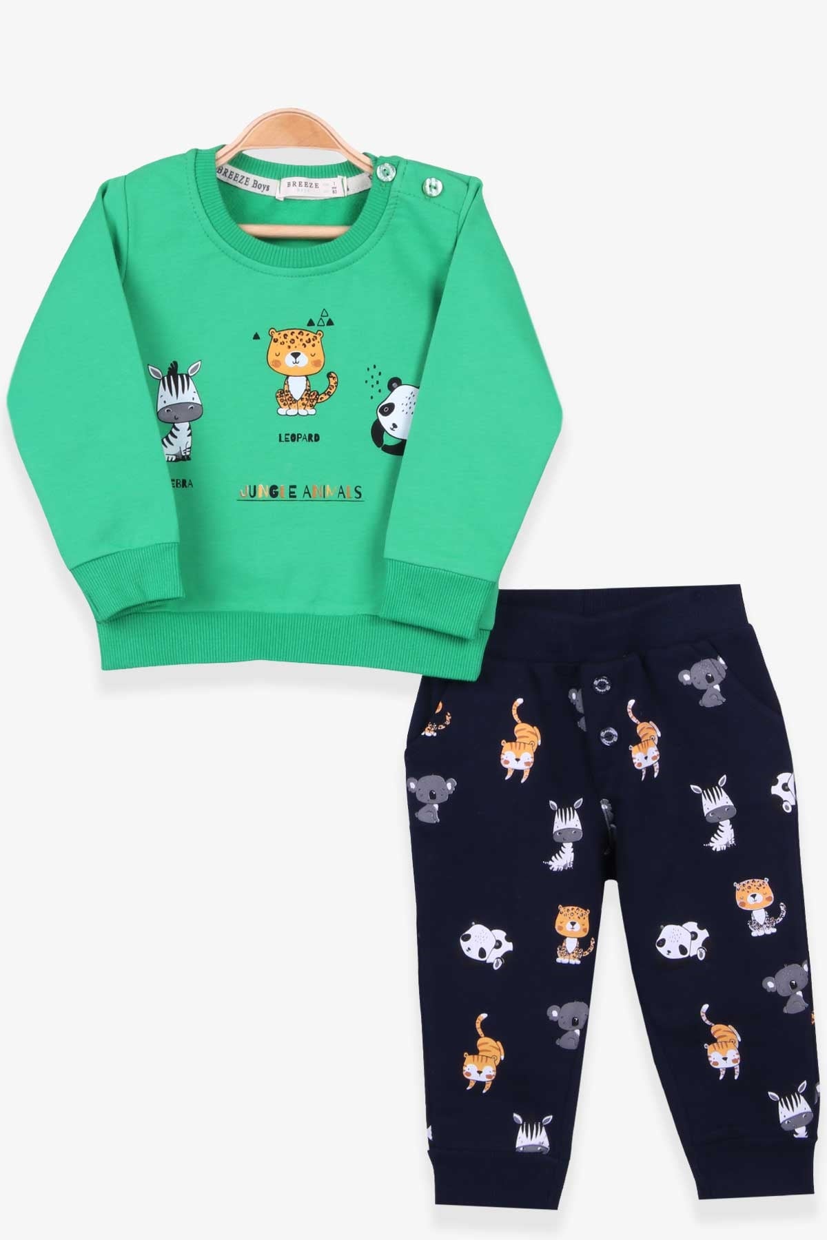 Breeze Erkek Bebek Eşofman Takım Baskılı Yeşil (9 Ay-3 Yaş)