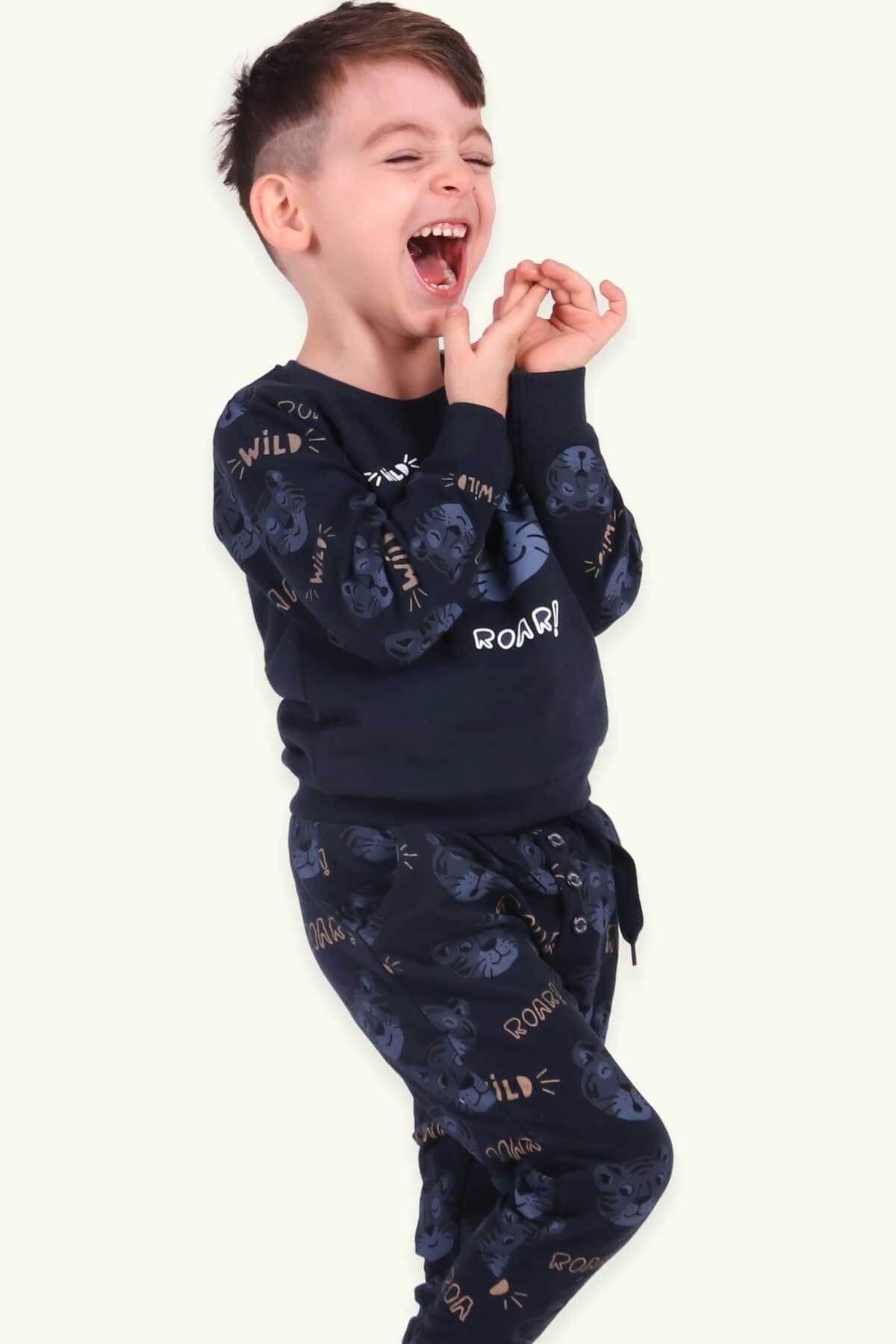 Breeze Erkek Bebek Eşofman Takımı Aslanlı Lacivert (1.5 Yaş)
