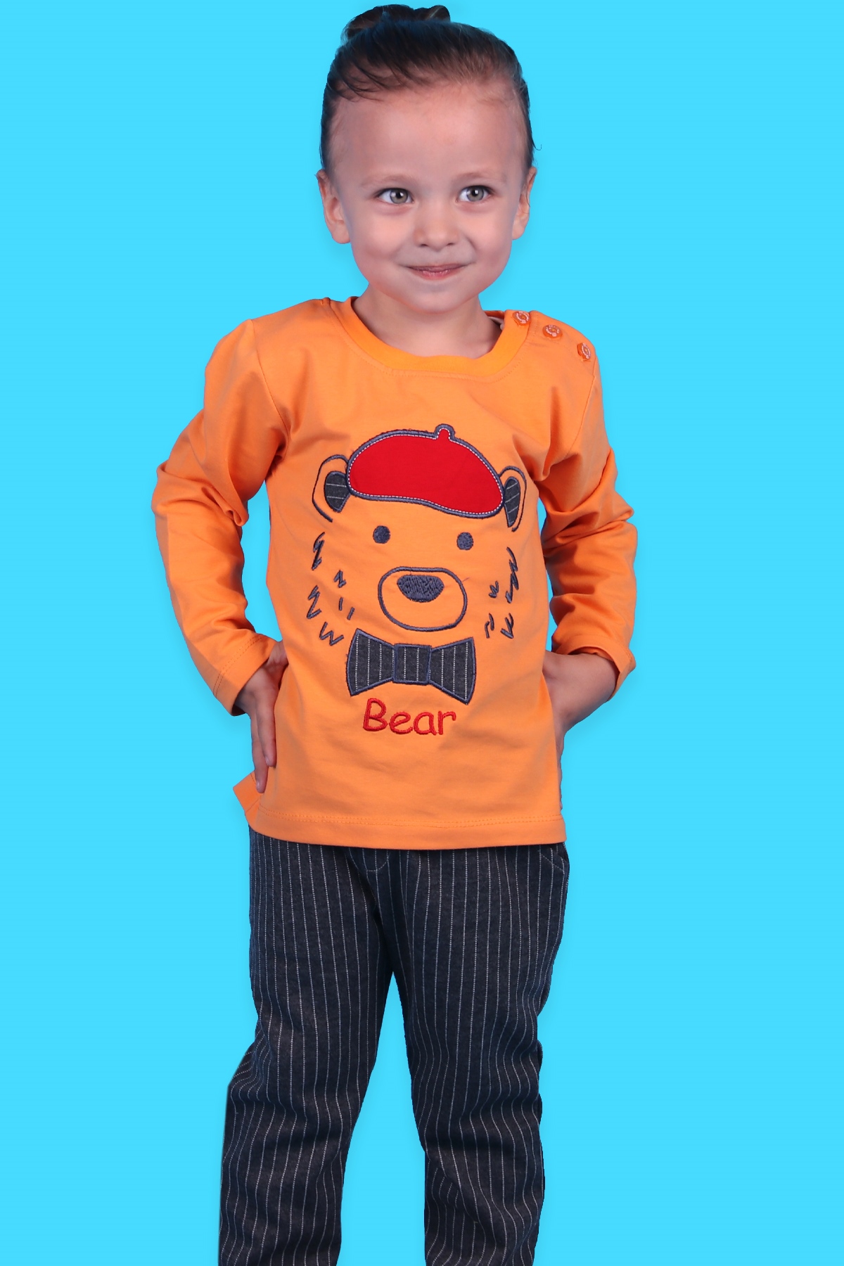 Breeze Erkek Bebek Eşofman Takımı Ayıcıklı Turuncu (9 Ay-3 Yaş)