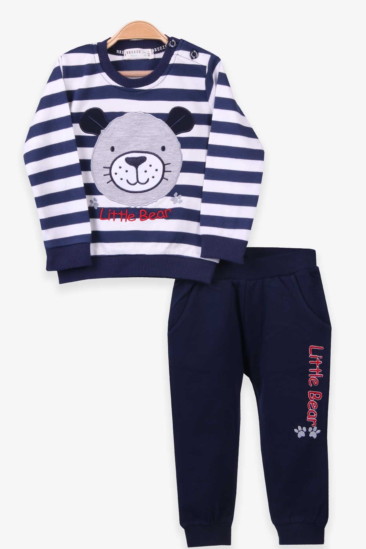 Breeze Erkek Bebek Eşofman Takımı Ayıcıklı Lacivert (9 Ay-2 Yaş)