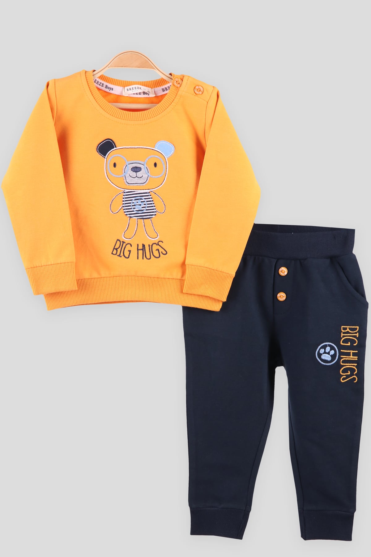 Breeze Erkek Bebek Eşofman Takımı Ayıcıklı Sarı (9 Ay-3 Yaş)