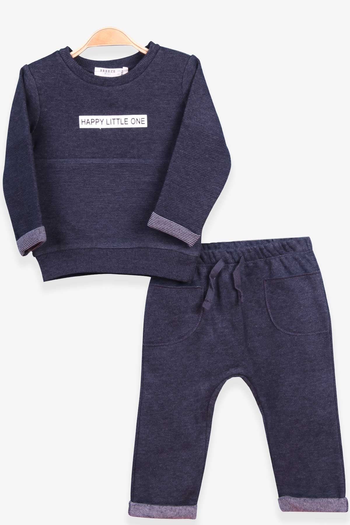 Breeze Erkek Bebek Eşofman Takımı Baskılı Koyu Mavi (4 Ay-3 Yaş)