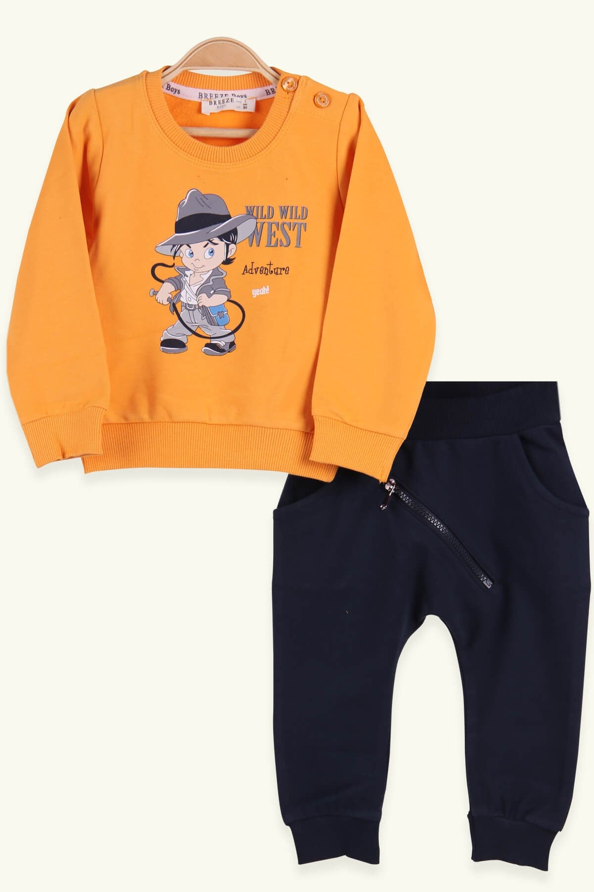 Breeze Erkek Bebek Eşofman Takımı Çocuk Baskılı Sarı (9 Ay-3 Yaş)
