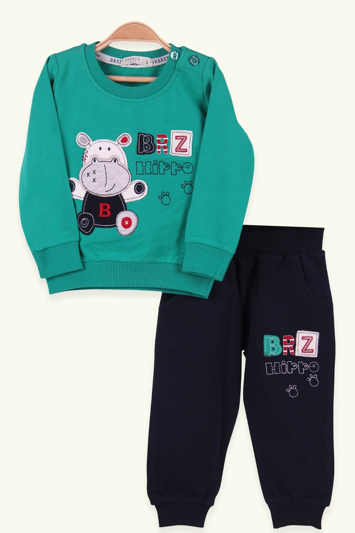 Breeze Erkek Bebek Eşofman Takımı Hippolu Yeşil (6-18 Ay)