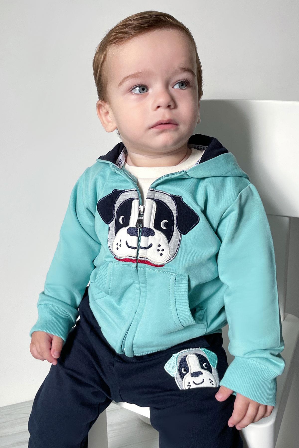 Breeze Erkek Bebek Eşofman Takımı Köpek Nakışlı Mint Yeşili (1.5 Yaş)