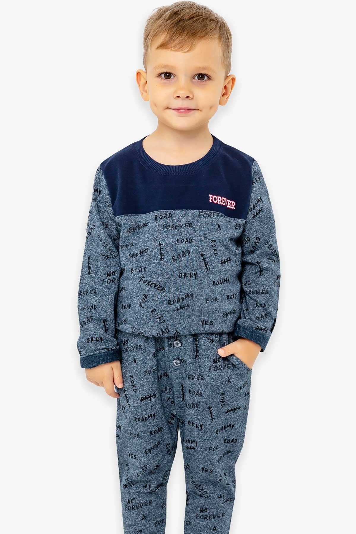 Breeze Erkek Bebek Eşofman Takımı Yazılı Lacivert (1 Yaş)