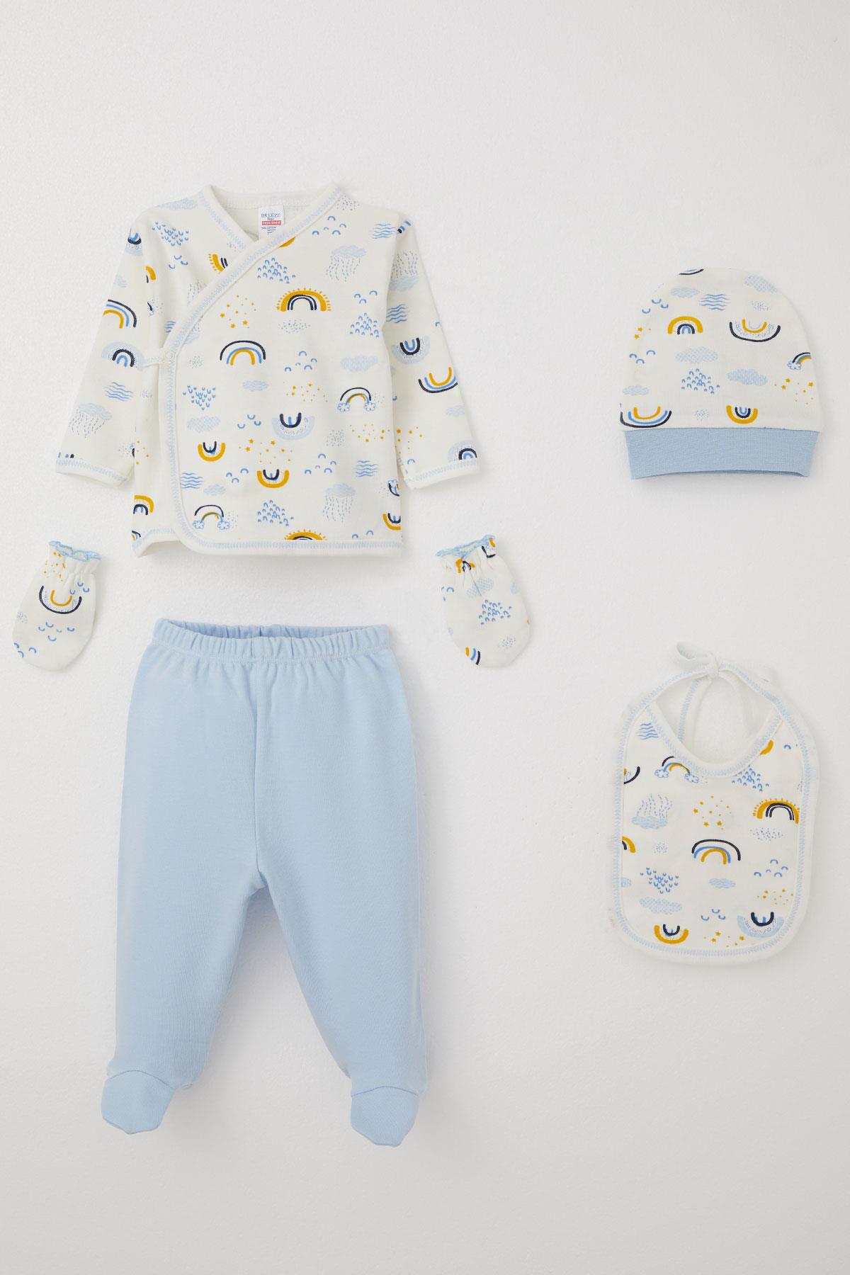 Breeze Erkek Bebek Hastane Çıkışı 5 li Gökkuşağı Işıltısı Beyaz (0-3 Ay)