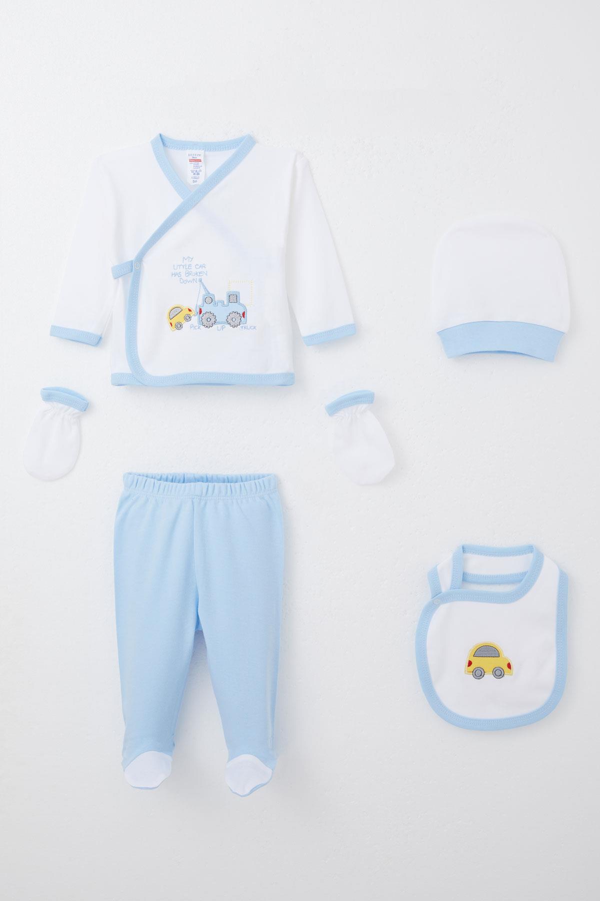 Breeze Erkek Bebek Hastane Çıkışı 5 li Sevimli Minik Oto Kurtarıcı Ekru (0-3 Ay)