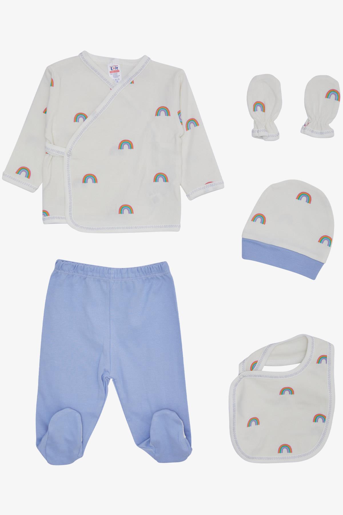Breeze Erkek Bebek Hastane Çıkışı 5 li Gökkuşağı Desenli Ekru (0-3 Ay)