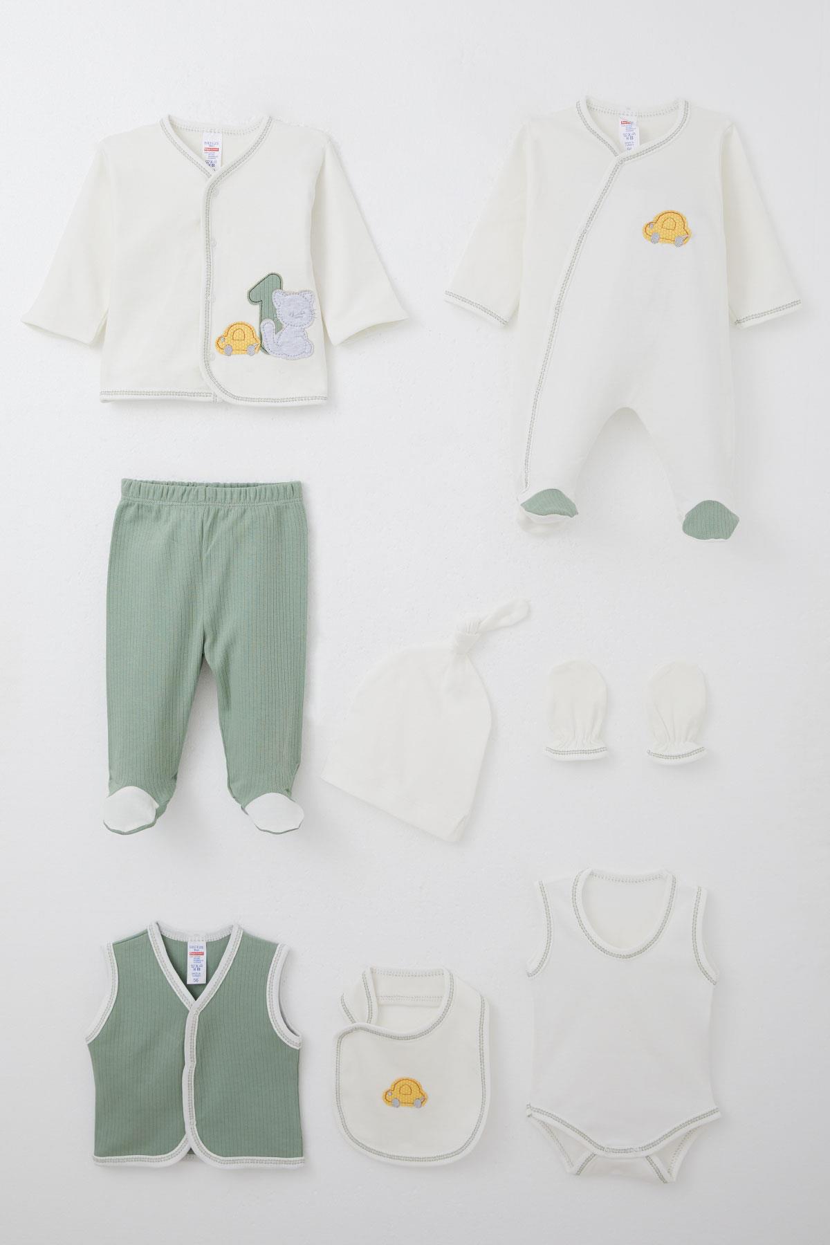 Breeze Erkek Bebek Hastane Çıkışı 8 li Patinin Araba Macerası Ekru (0-3 Ay)