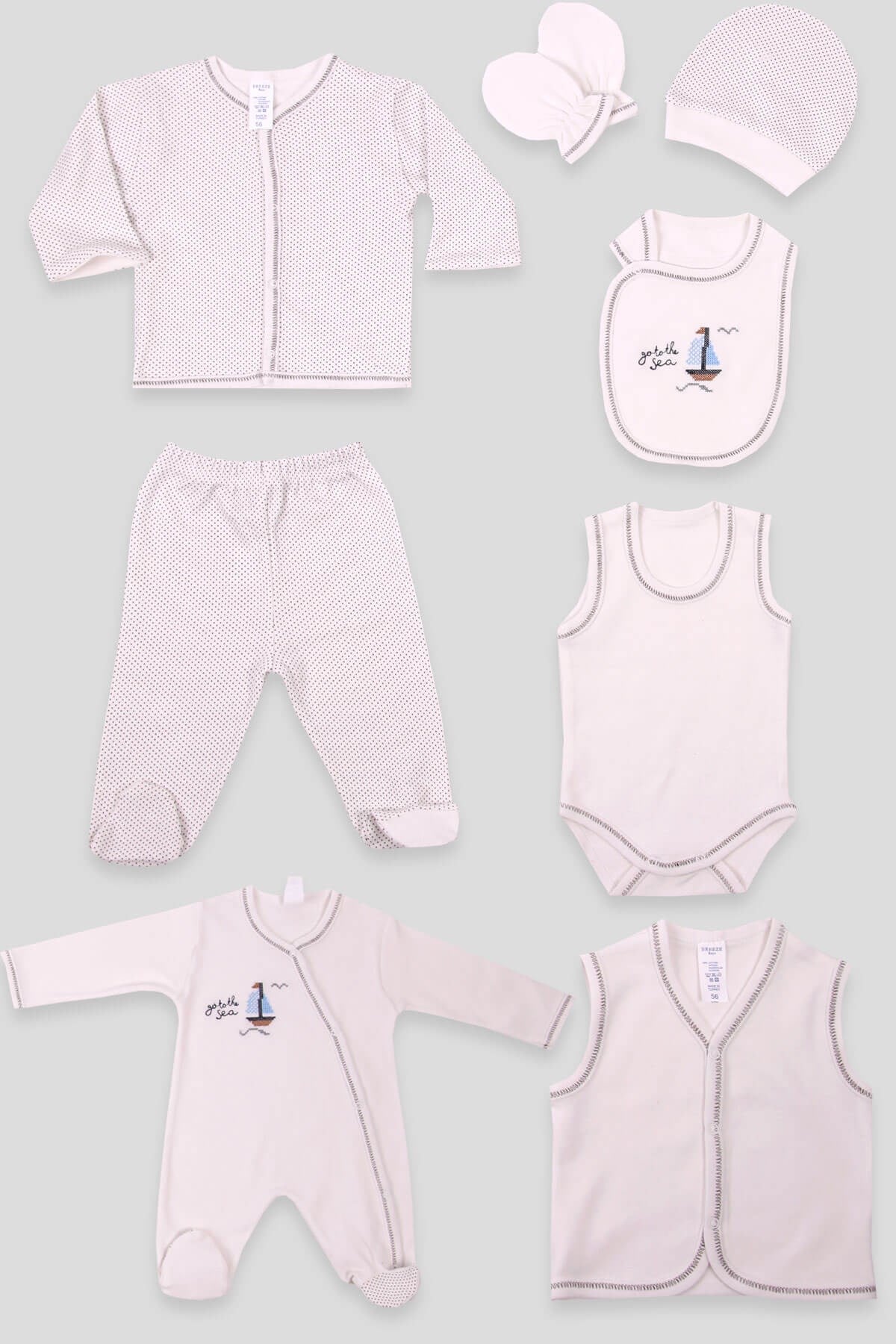 Breeze Erkek Bebek Hastane Çıkışı 8 li Gemi Kaniviçe Ekru (0-3 Ay)
