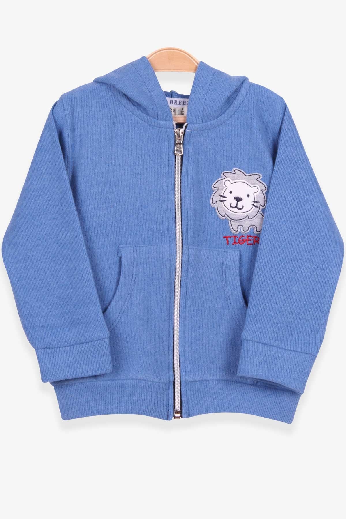 Breeze Erkek Bebek Hırka Aslan Nakışlı Mavi (9 Ay-3 Yaş)