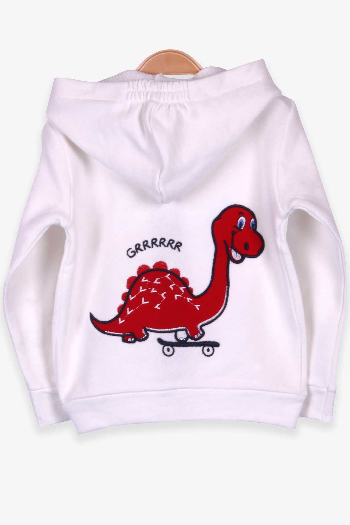 Breeze Erkek Bebek Hırka Dinozorlu Ekru (9 Ay-3 Yaş)