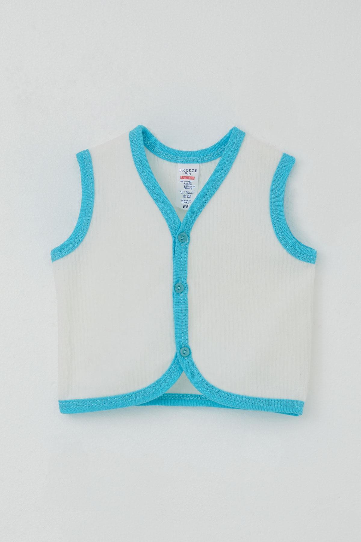 Breeze Erkek Bebek Kadife Yelek Düğmeli Beyaz (0-9 Ay)