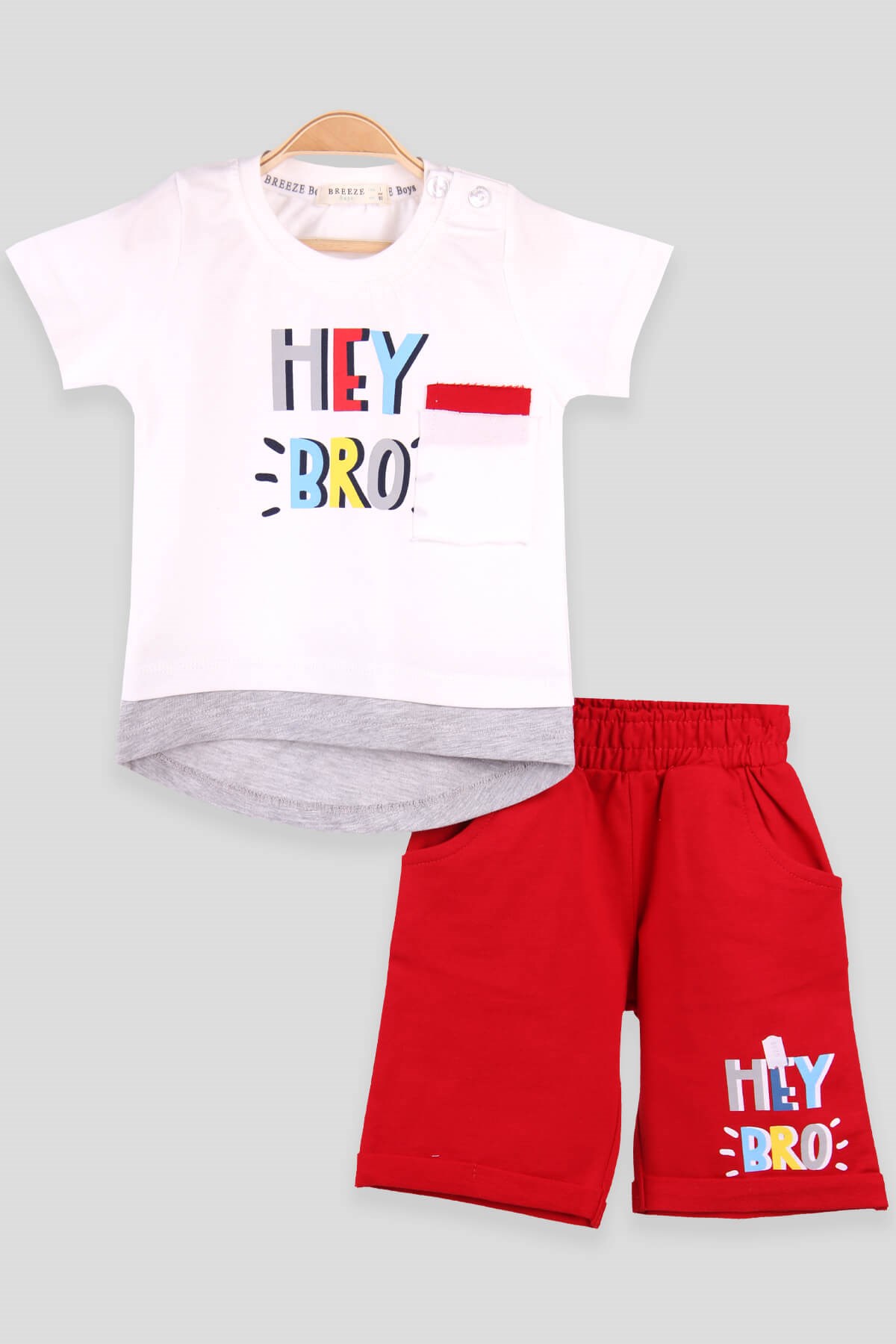 Breeze Erkek Bebek Kapri Takım Desenli Ekru (9 Ay-3 Yaş)
