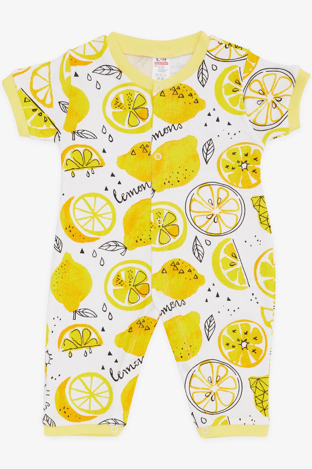 Erkek Bebek Kısa Kollu Tulum Limon Desenli Beyaz 4 Ay - Tatlı Bebek  Tulumları | Breeze