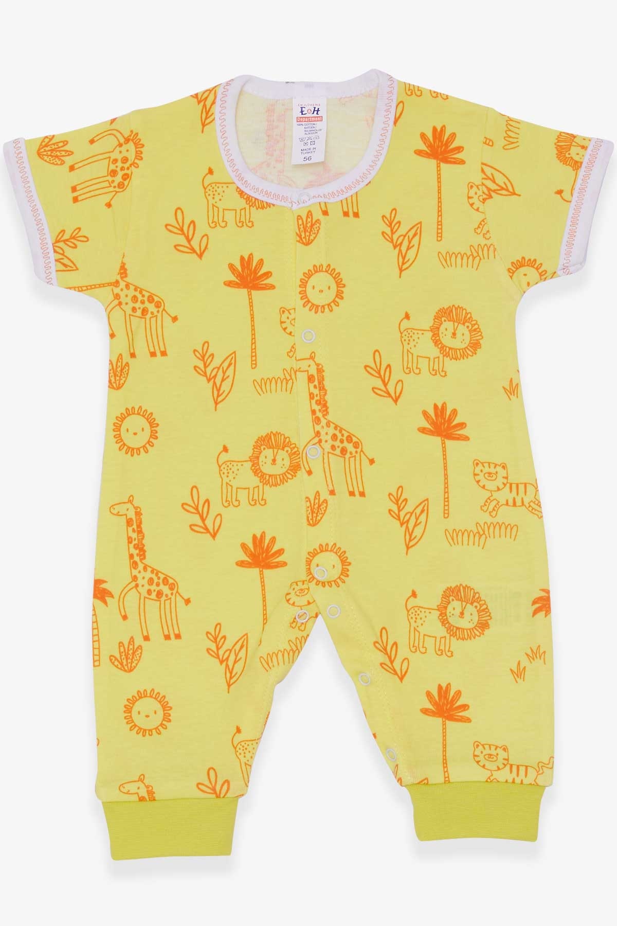 Breeze Erkek Bebek Kısa Kollu Tulum Safari Temalı Sarı (0-3 Ay-6 Ay)