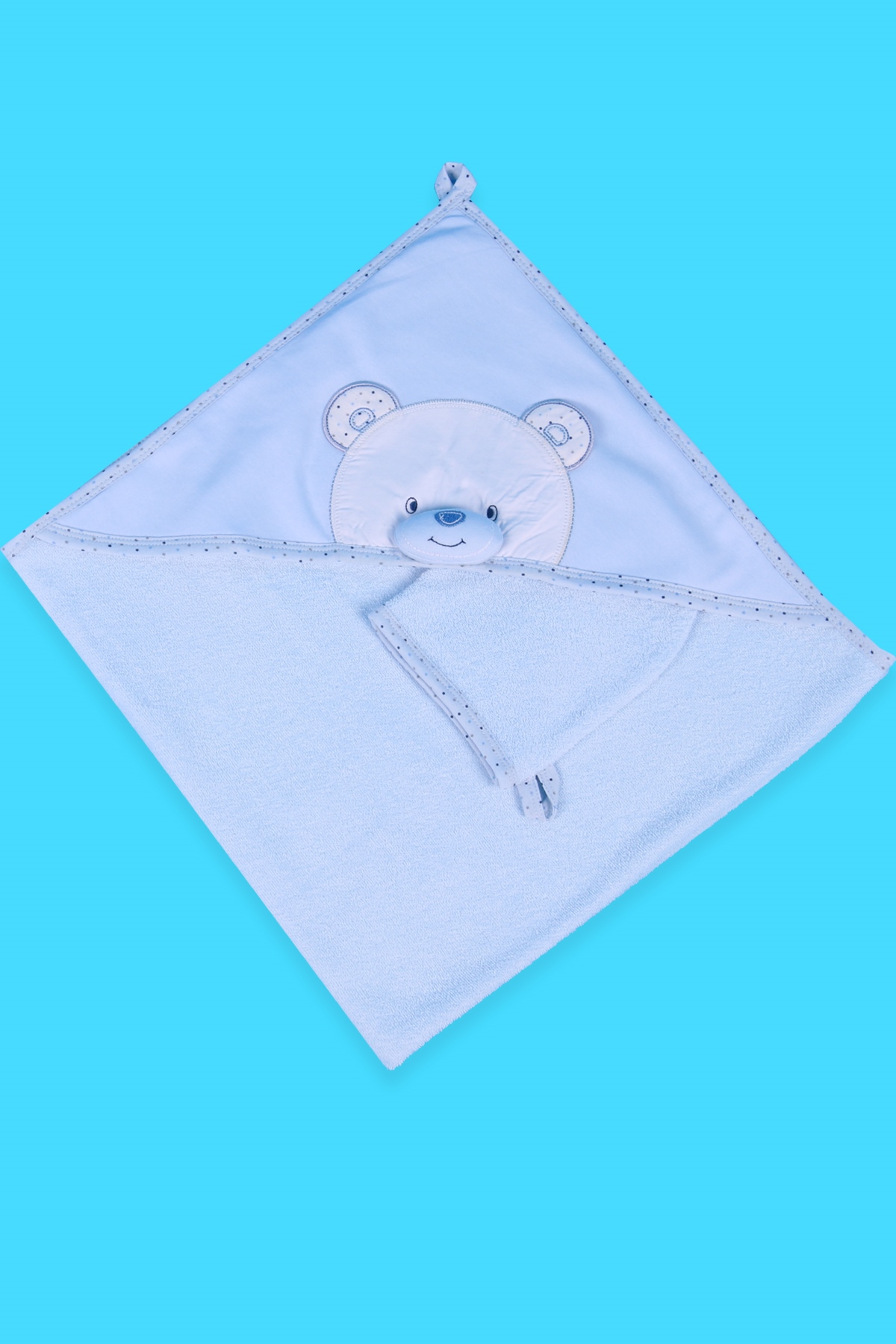 Breeze Erkek Bebek Kurulama Banyo Havlusu Ayıcıklı Mavi