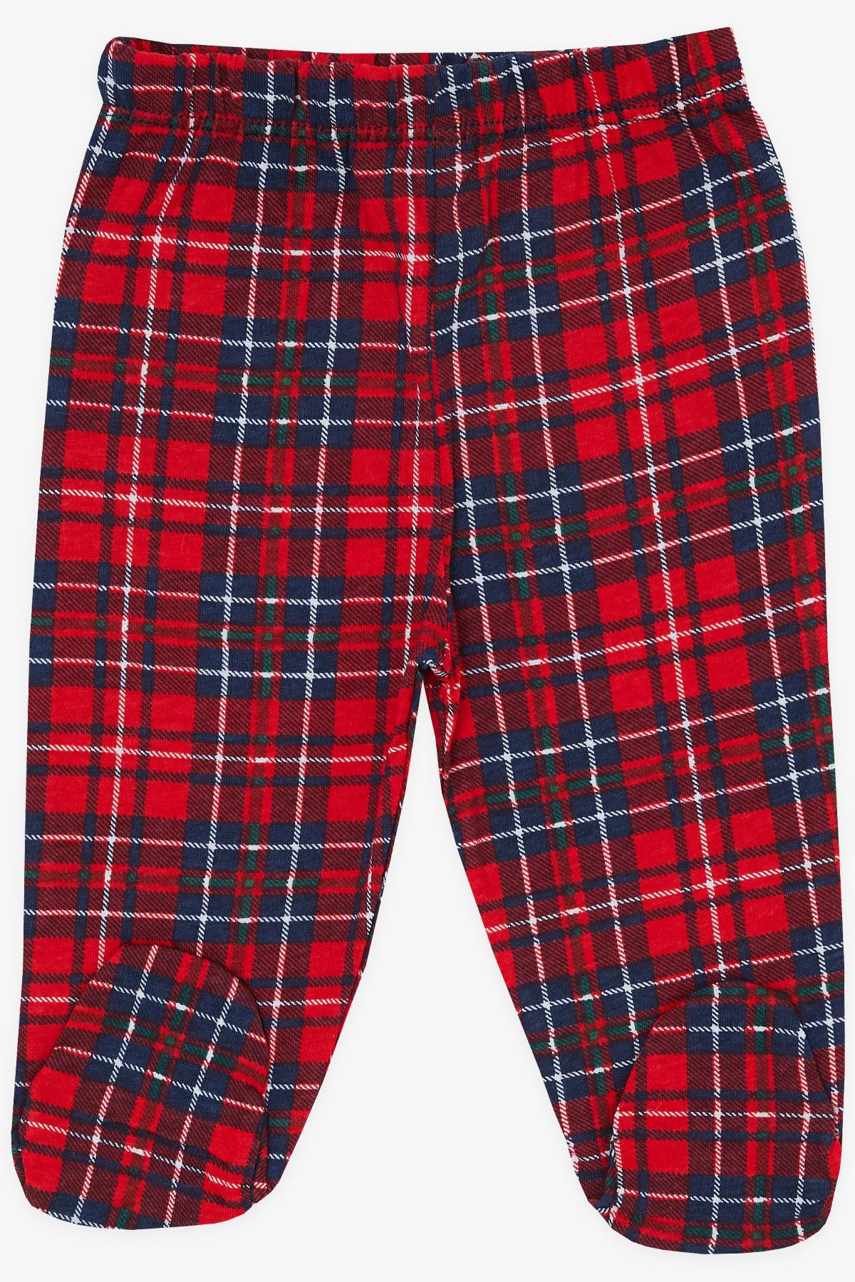 Breeze Erkek Bebek Patikli Alt Ekose Desenli Kırmızı (0-3 Ay-)