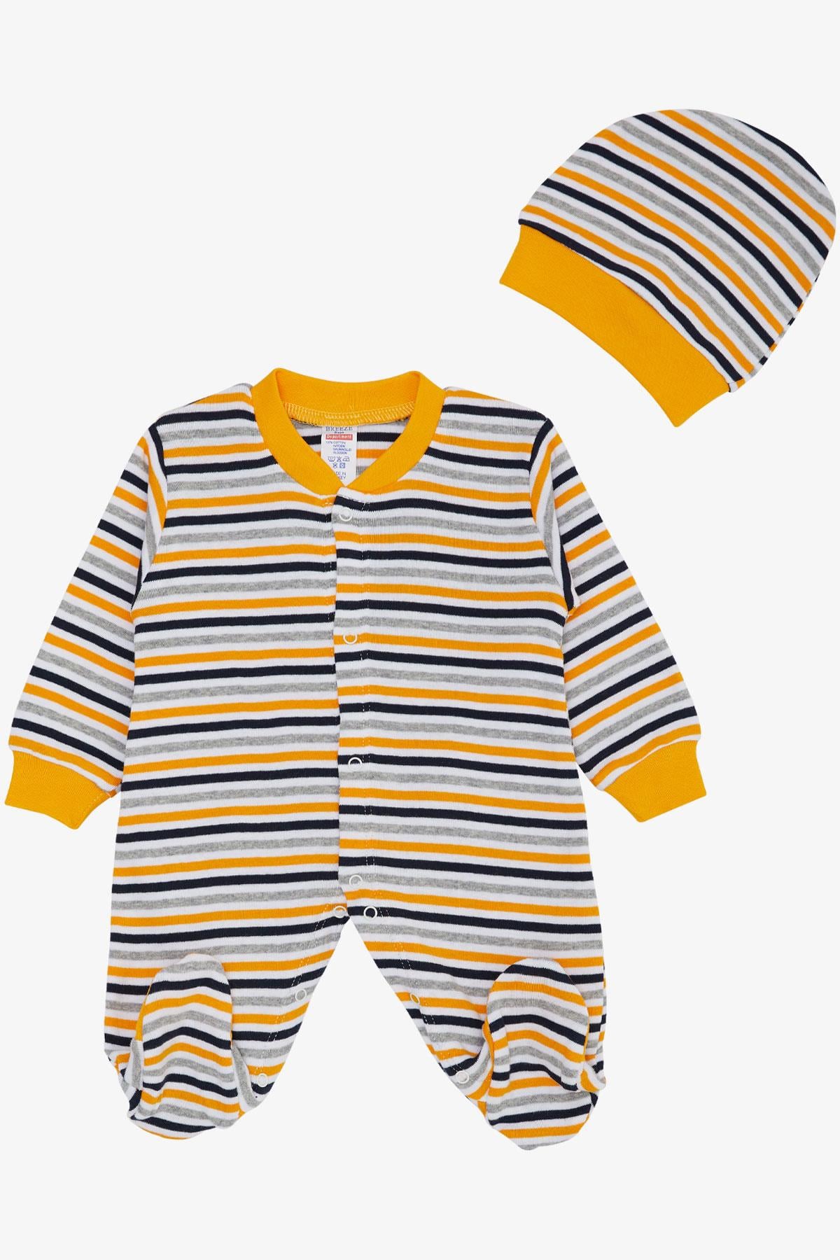 Breeze Erkek Bebek Patikli Tulum Çizgili Desenli Karışık Renk (0-6 Ay)