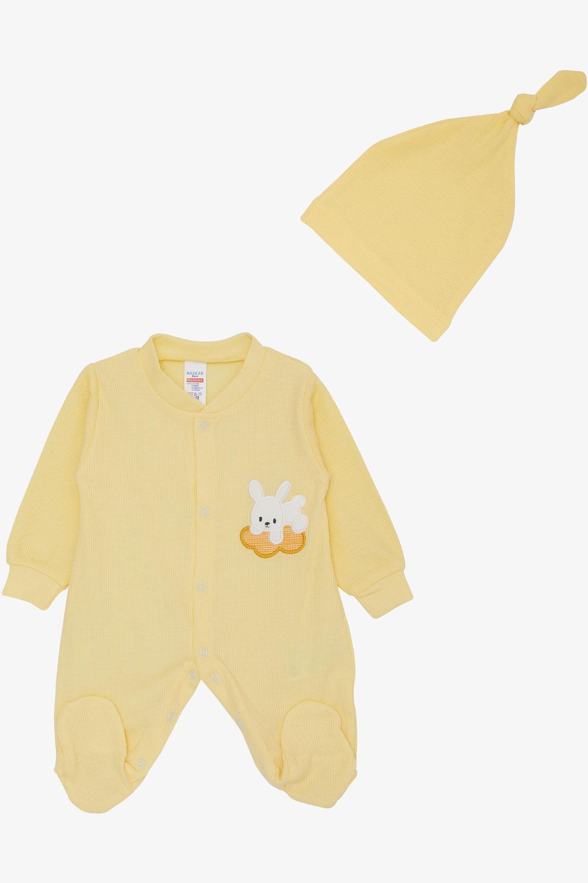 Breeze Erkek Bebek Patikli Tulum Fitilli Sevimli Tavşancık Nakışlı Sarı (0-6 Ay)