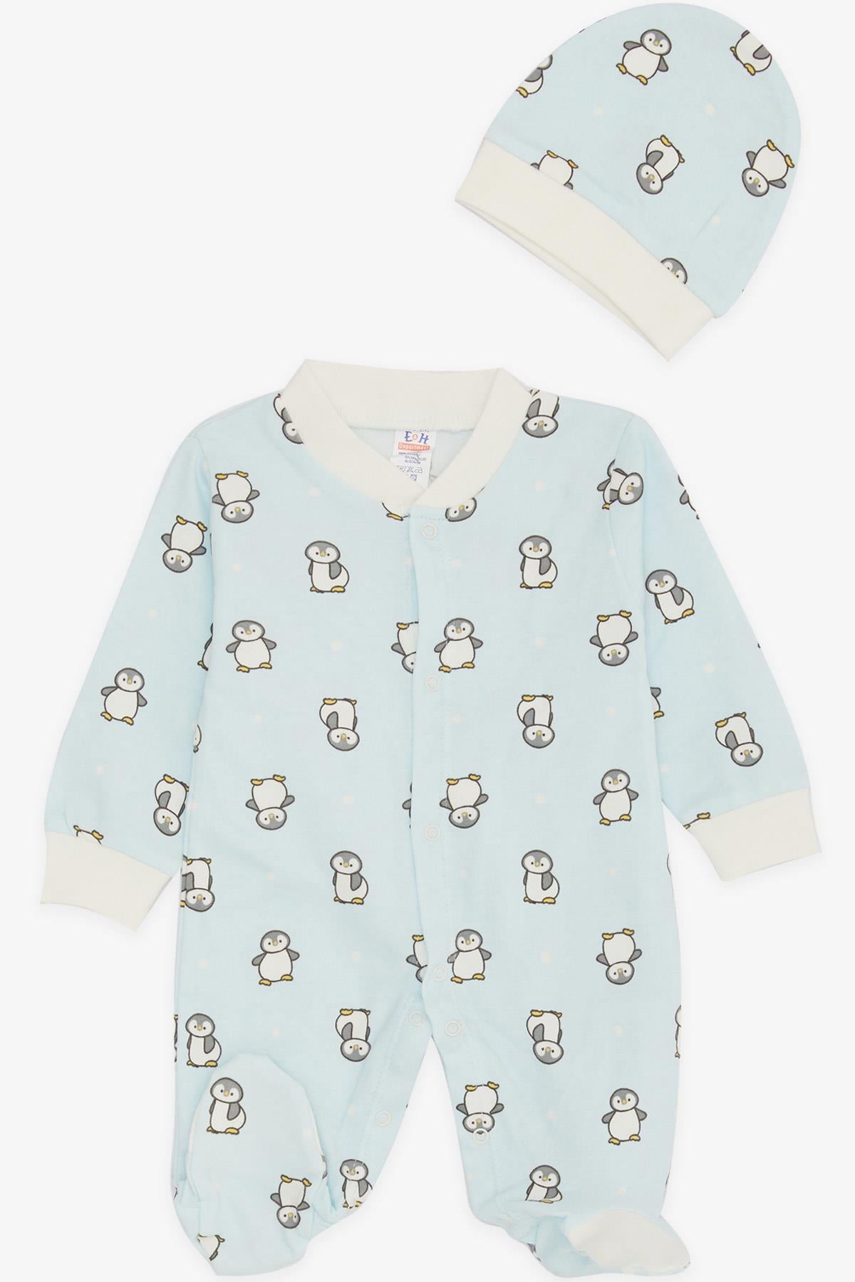 Breeze Erkek Bebek Patikli Tulum Sevimli Penguen Açık Mavi (0-3 Ay-6 Ay)