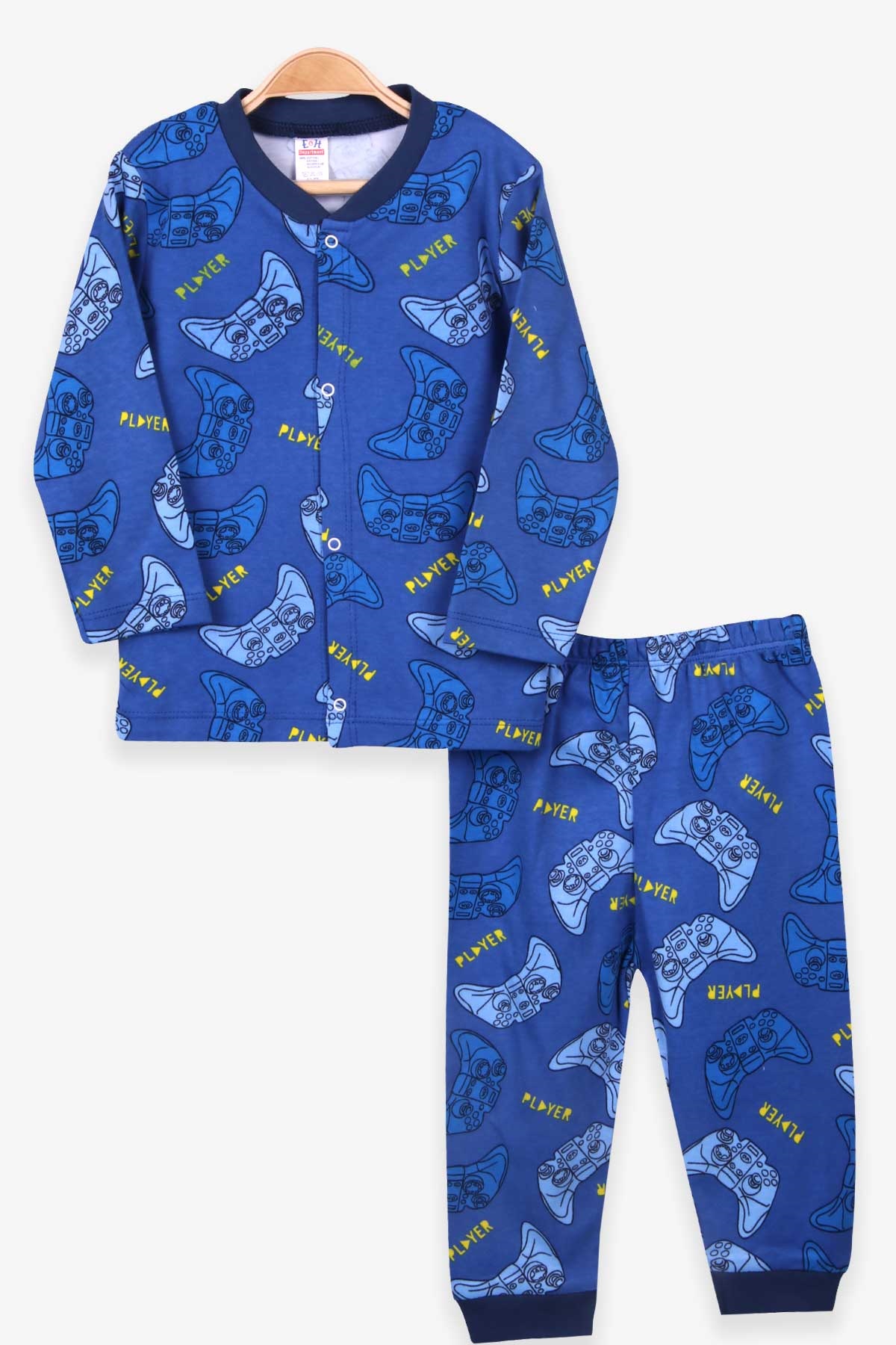 Breeze Erkek Bebek Pijama Takımı Atari Desenli Koyu Mavi (4 Ay-1 Yaş)