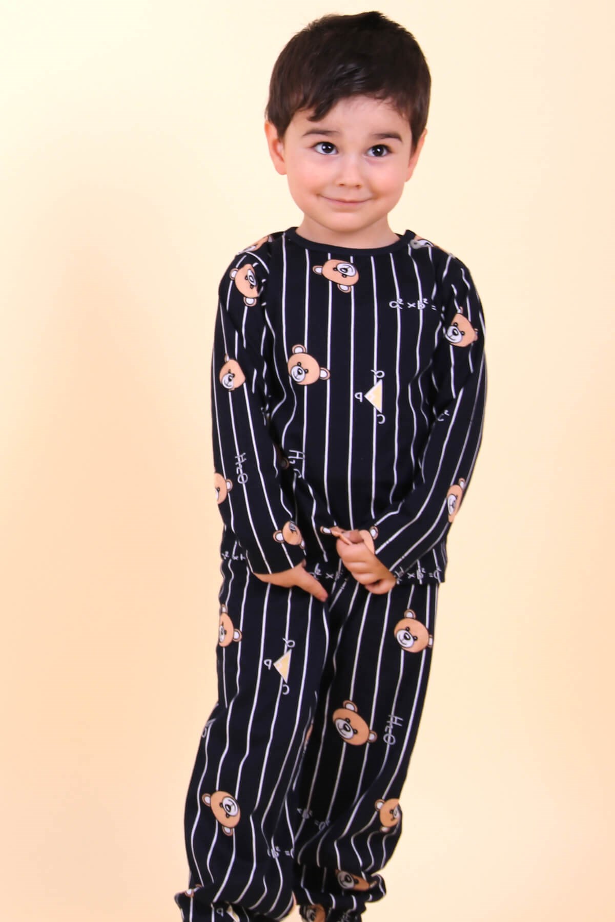 Erkek Bebek Pijama Takımı Ayıcıklı Lacivert 1-2 Yaş - Yumuşak Kumaş | Breeze