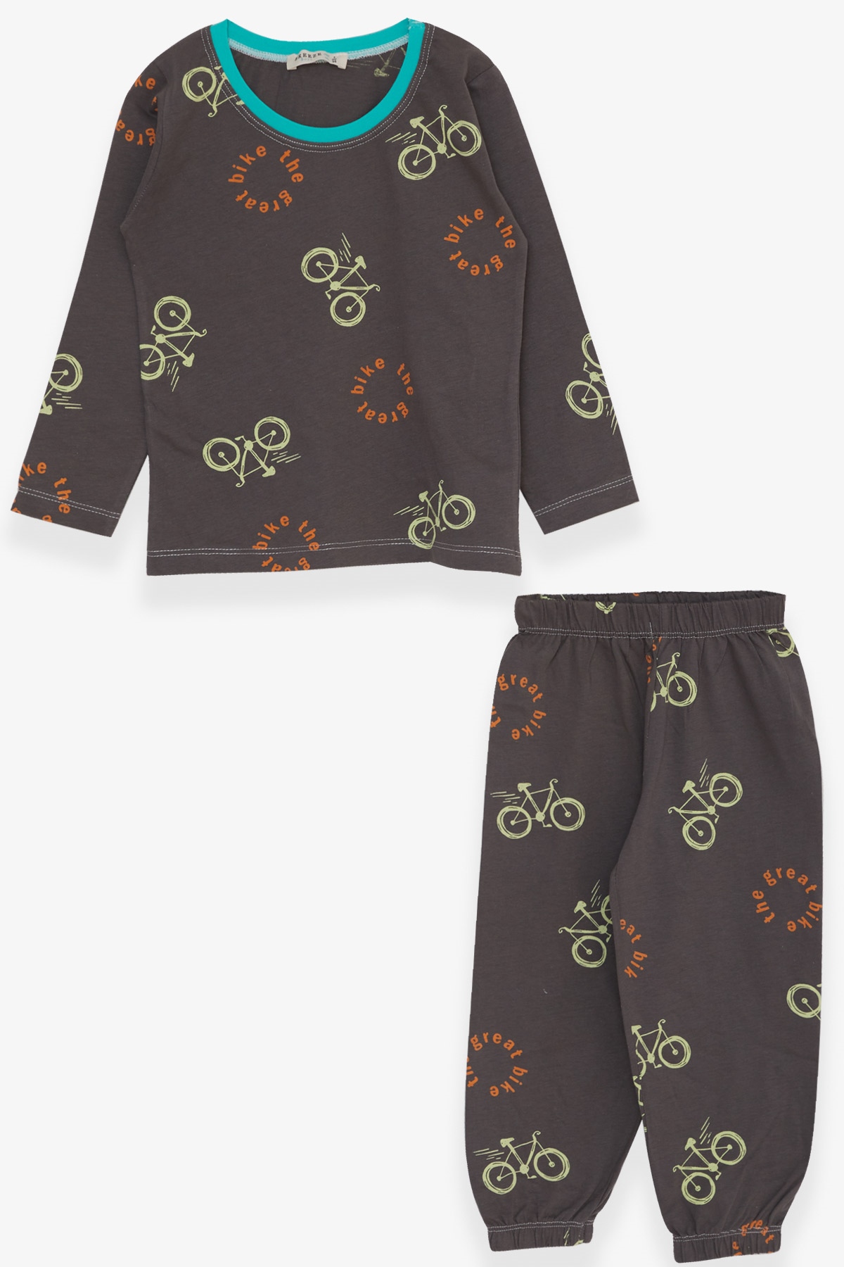 Breeze Erkek Bebek Pijama Takımı Bisiklet Desenli Haki Yeşil (9 Ay-3 Yaş)