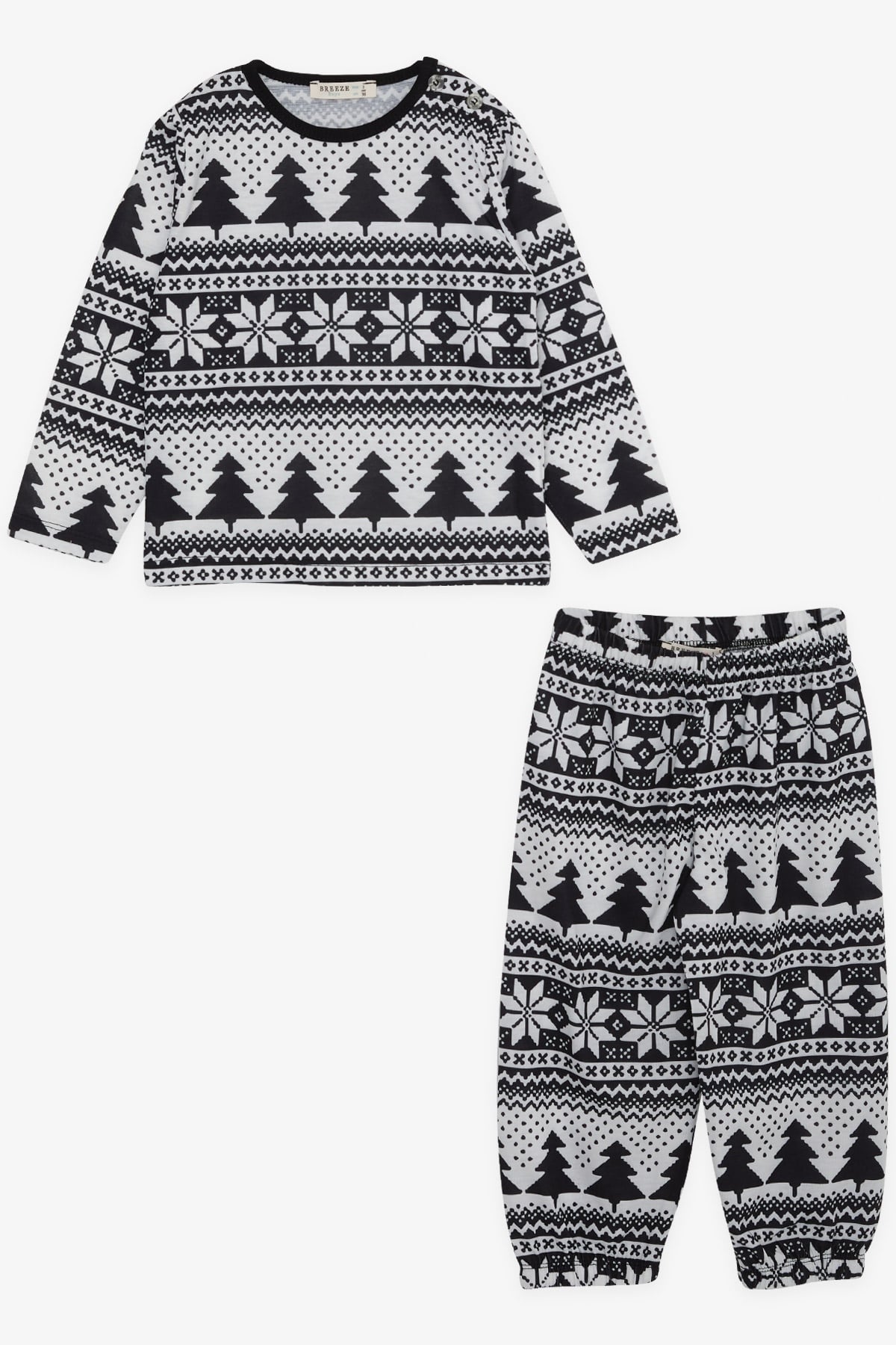Breeze Erkek Bebek Pijama Takımı Çam Ağacı Desenli Karışık Renk (9 Ay-3 Yaş)