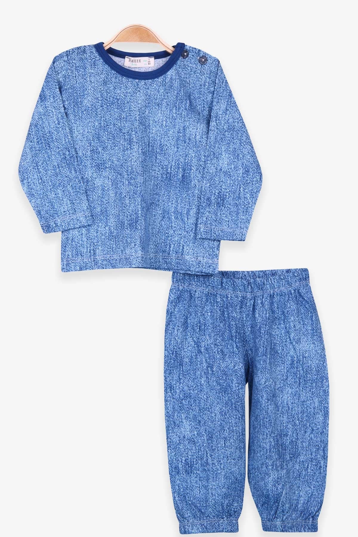 Breeze Erkek Bebek Pijama Takımı Desenli Mavi (9 Ay-3 Yaş)