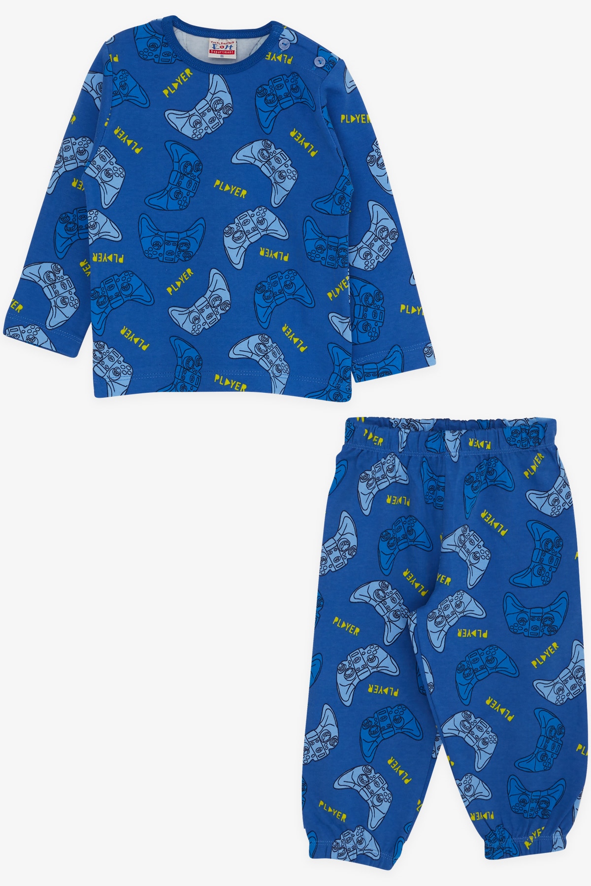 Breeze Erkek Bebek Pijama Takımı Desenli Saks Mavisi (9 Ay-1.5 Yaş)
