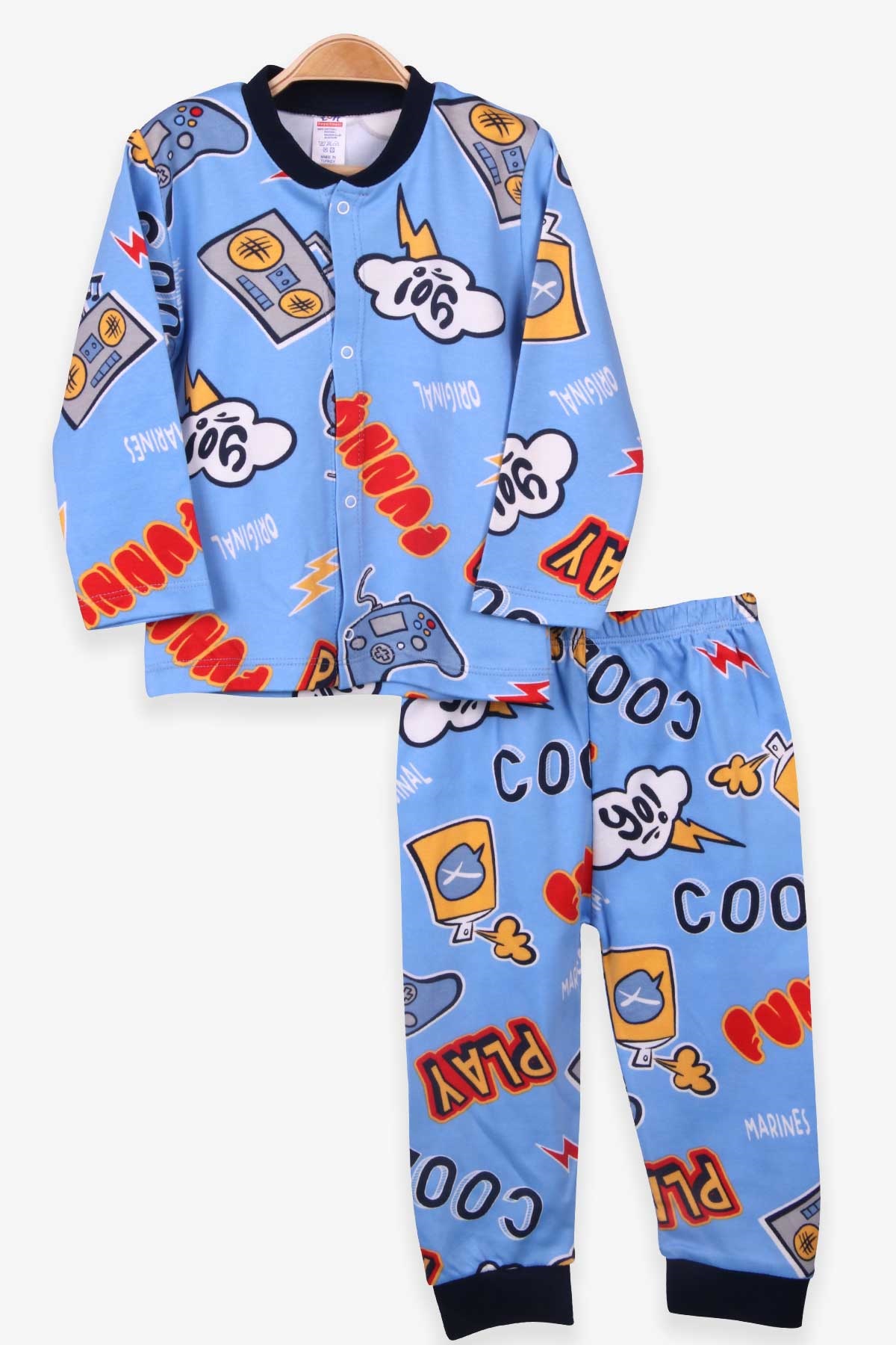 Breeze Erkek Bebek Pijama Takımı Desenli Açık Mavi (4 Ay-1 Yaş)