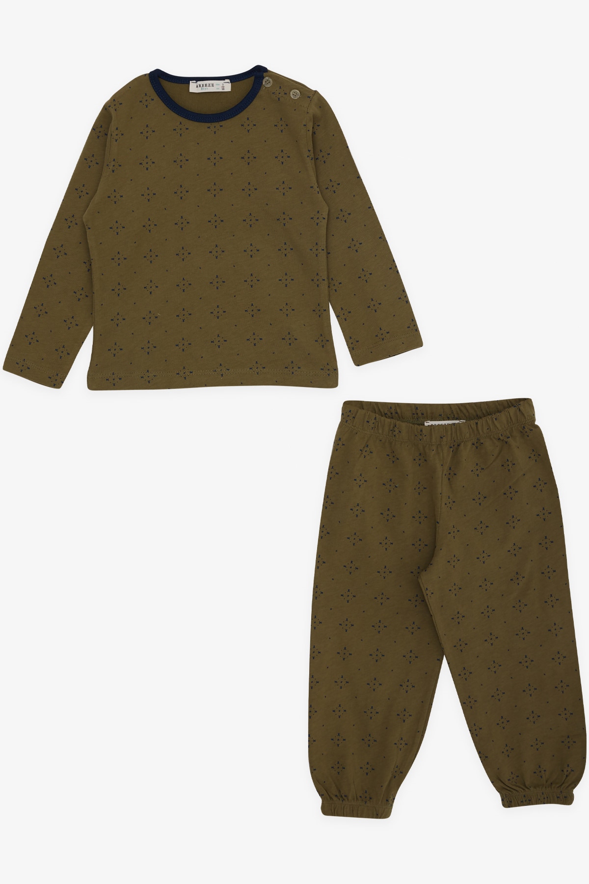 Breeze Erkek Bebek Pijama Takımı Desenli Haki Yeşil (9 Ay-3 Yaş)