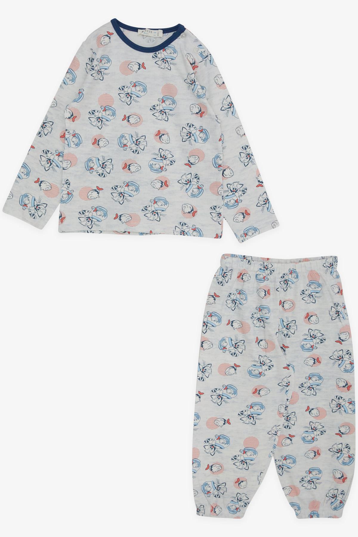 Breeze Erkek Bebek Pijama Takımı Dostluk Temalı Buz Mavisi (9 Ay-3 Yaş)