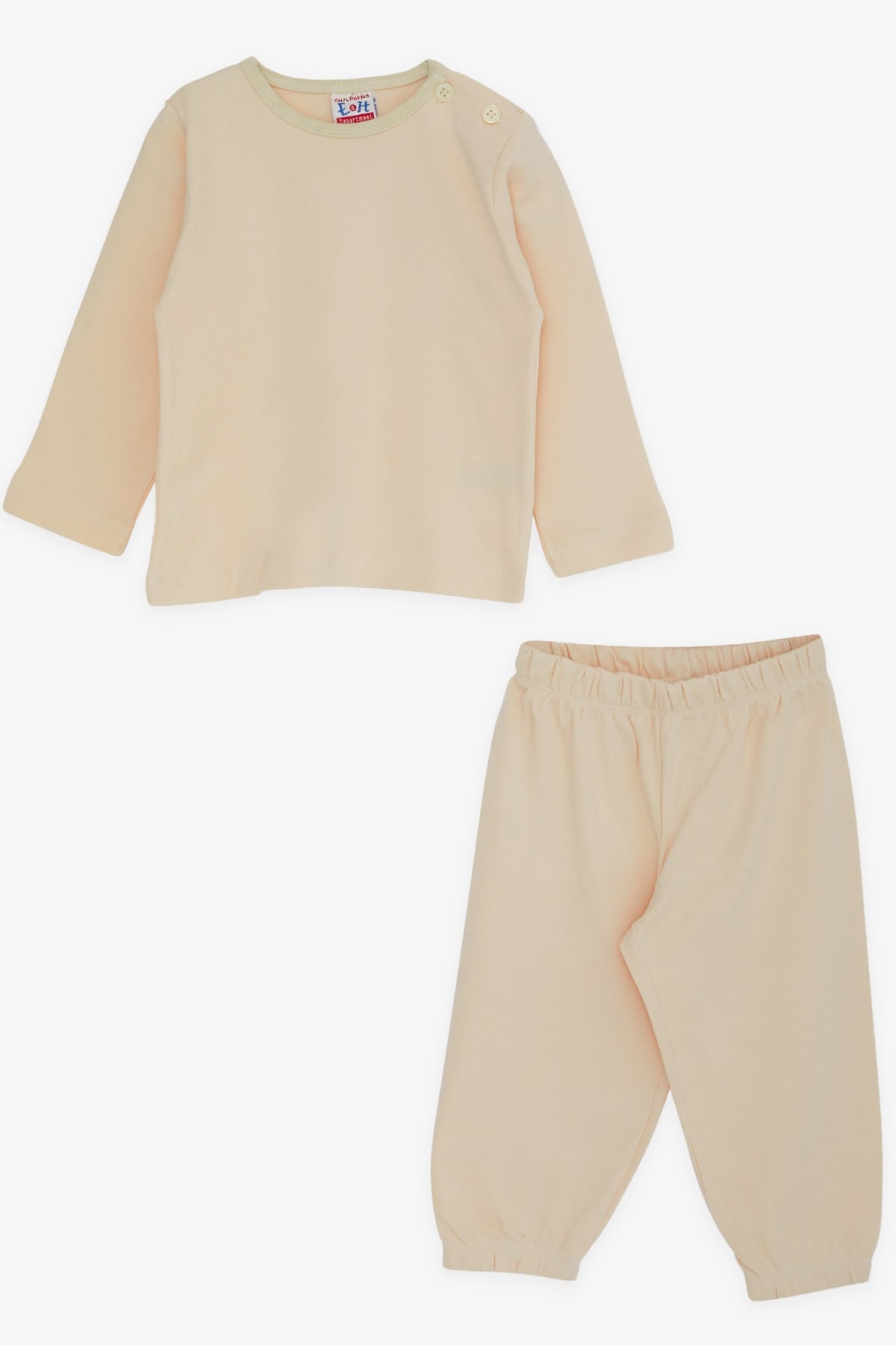 Breeze Erkek Bebek Pijama Takımı Düz Renk Krem (9 Ay-1.5 Yaş)
