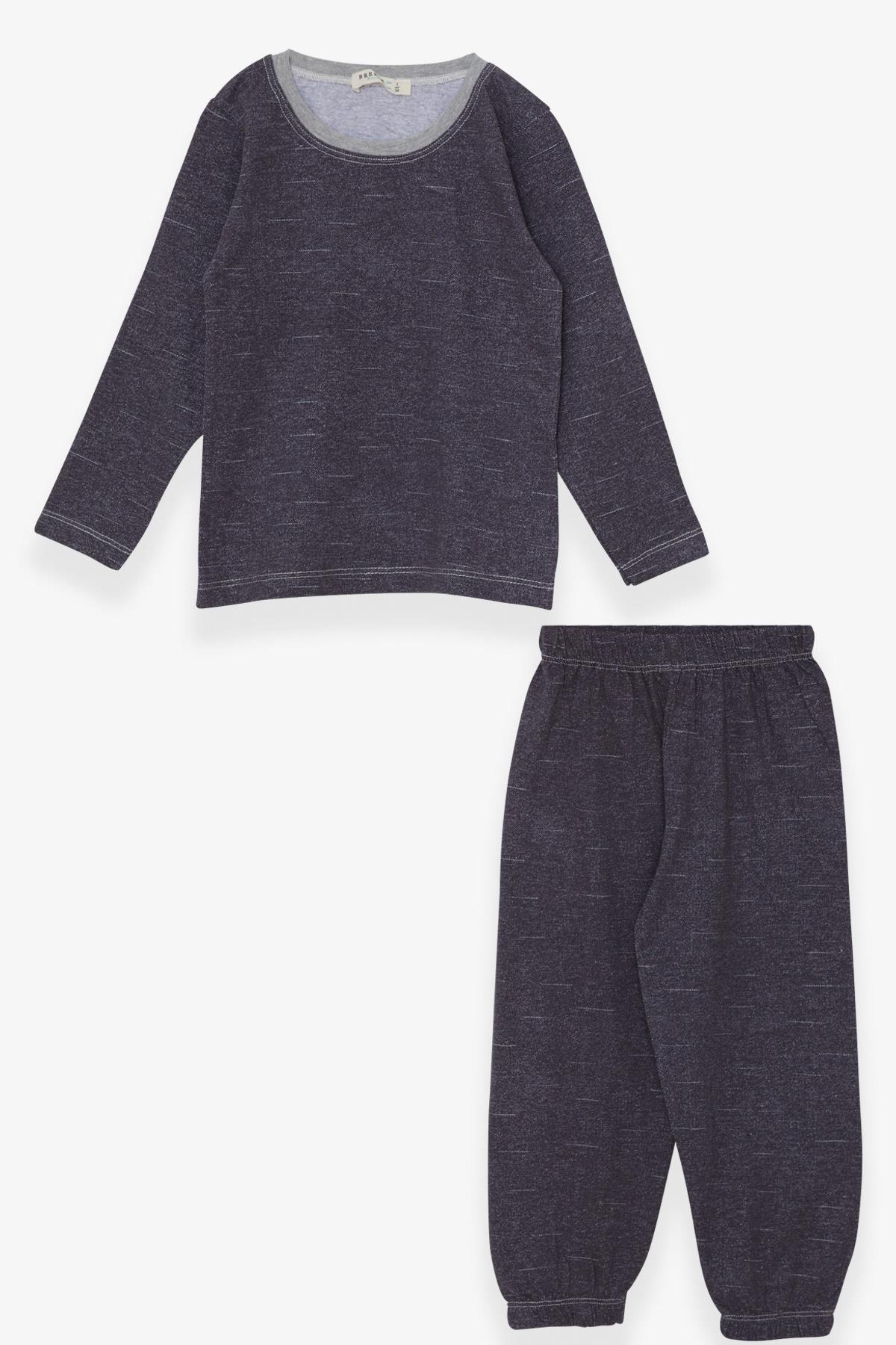 Breeze Erkek Bebek Pijama Takımı Düz Renk Füme (9 Ay-3 Yaş)