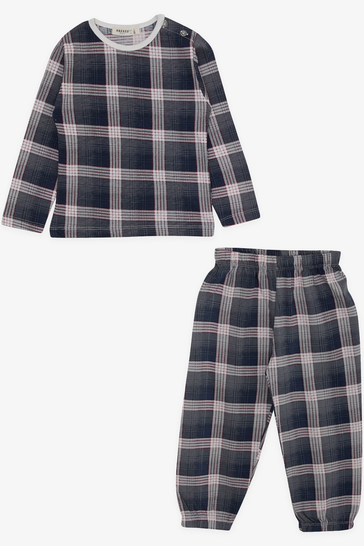 Breeze Erkek Bebek Pijama Takımı Ekose Desenli Karışık Renk (9 Ay-3 Yaş)